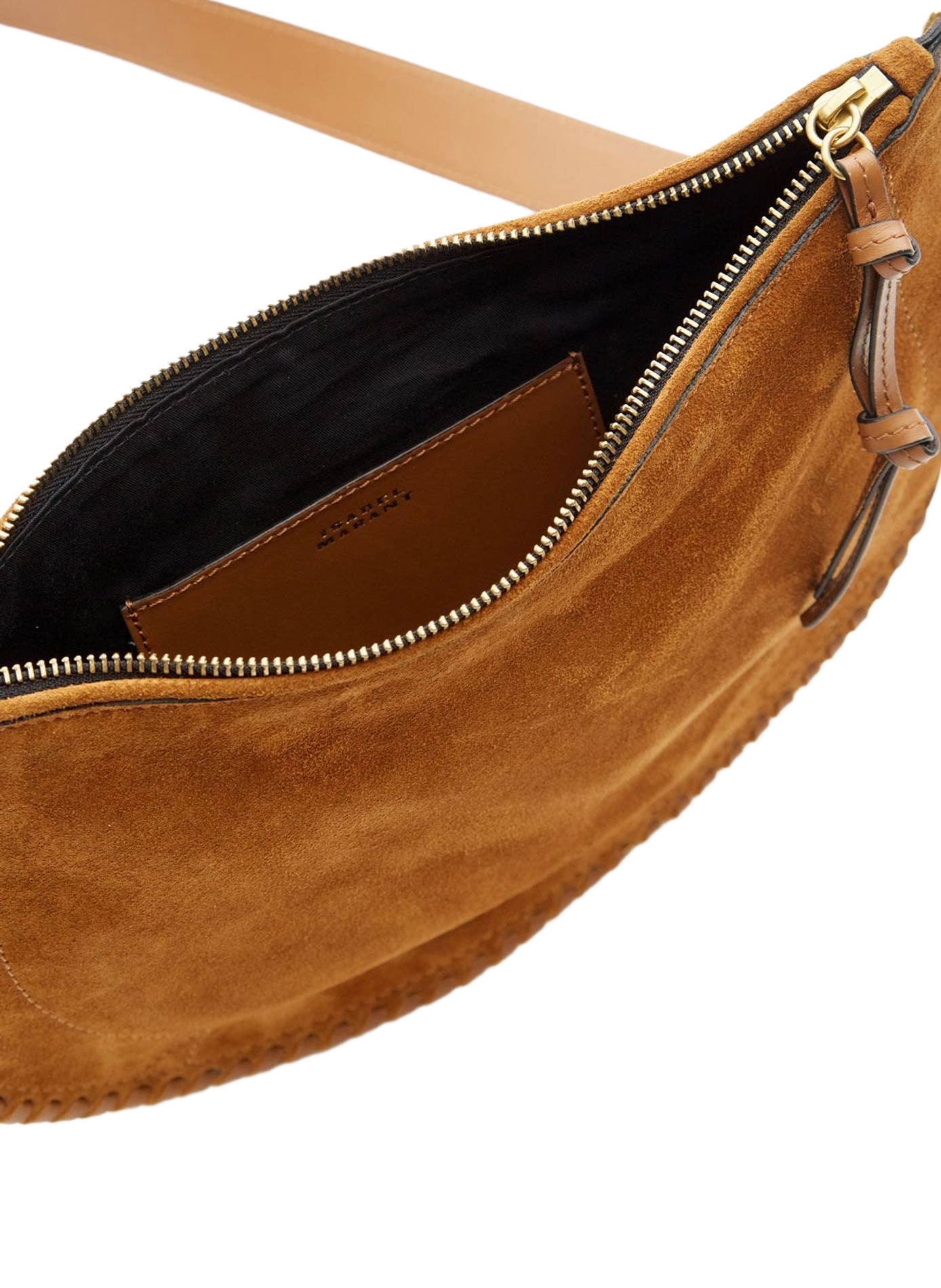 Sac Oskan soft zip en cuir de veau velours tressé ISABEL MARANT Marron
