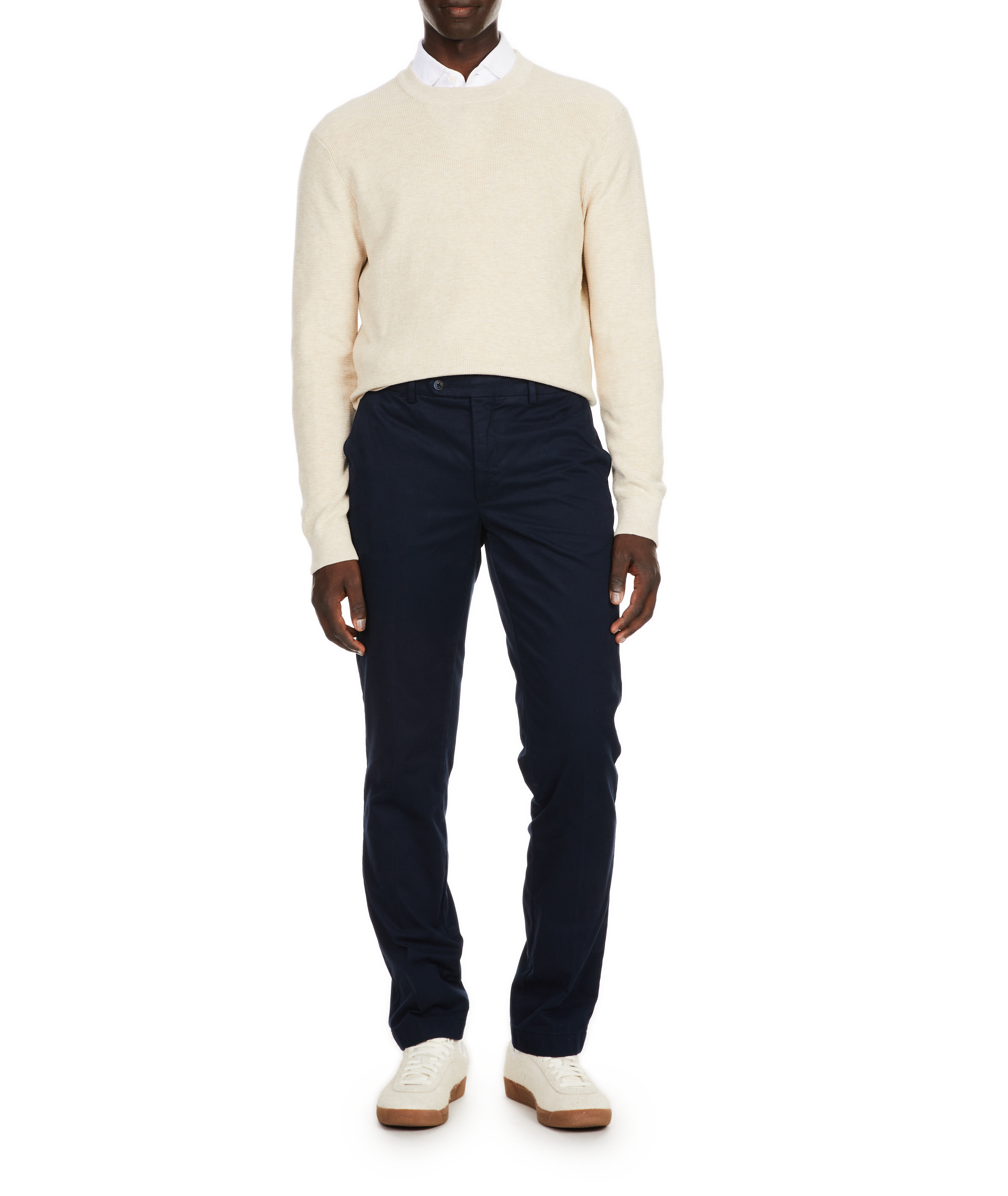 Cotton and linen chino trousers HACKETT Blue