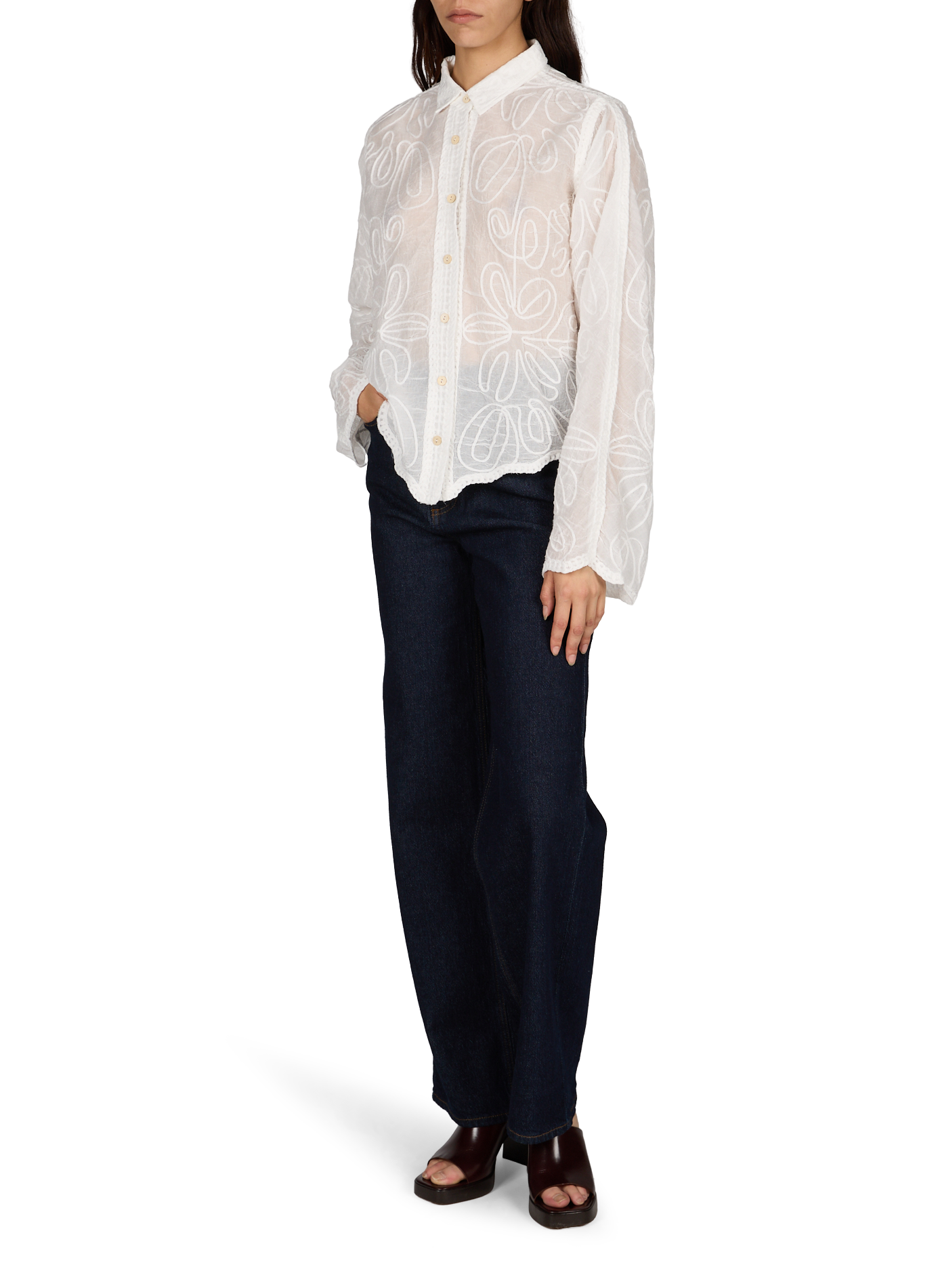 Chemise à fleurs en coton VILA Blanc