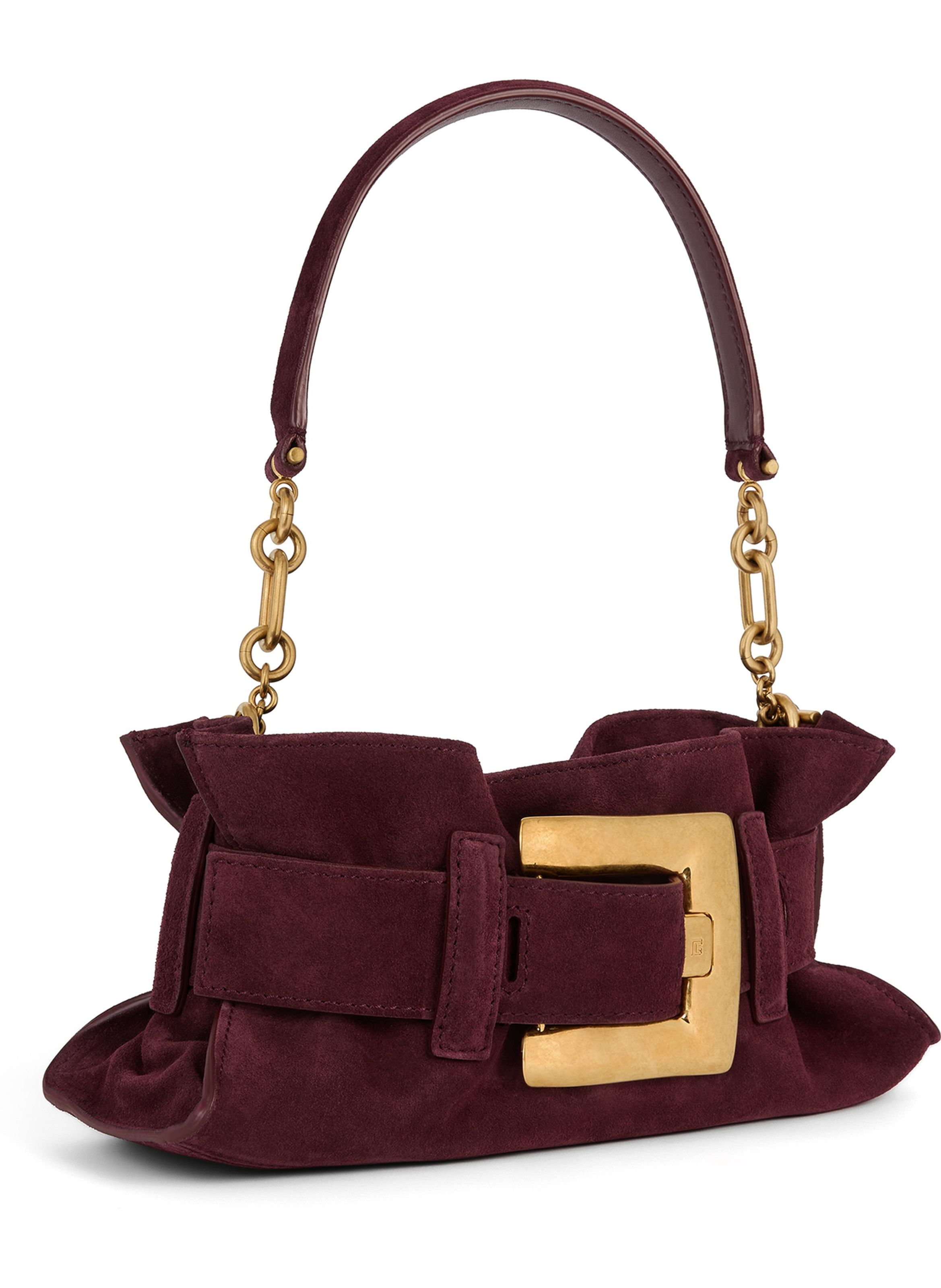 Sac anthem mini en cuir suédé BALMAIN Rouge