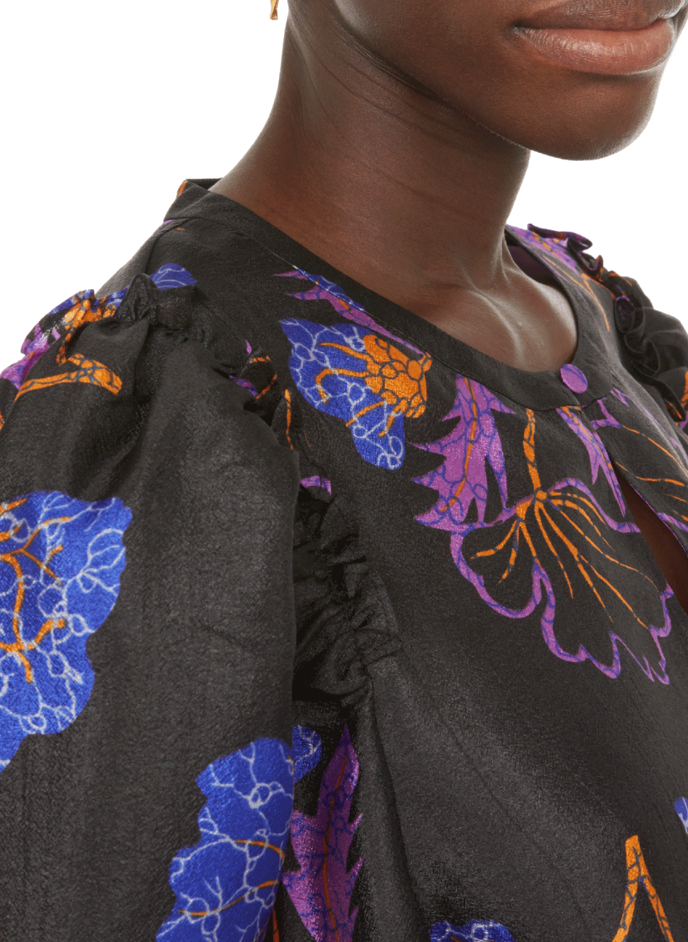 Mitzy recycled polyester-blend gingko print top BAUM UND PFERDGARTEN Black