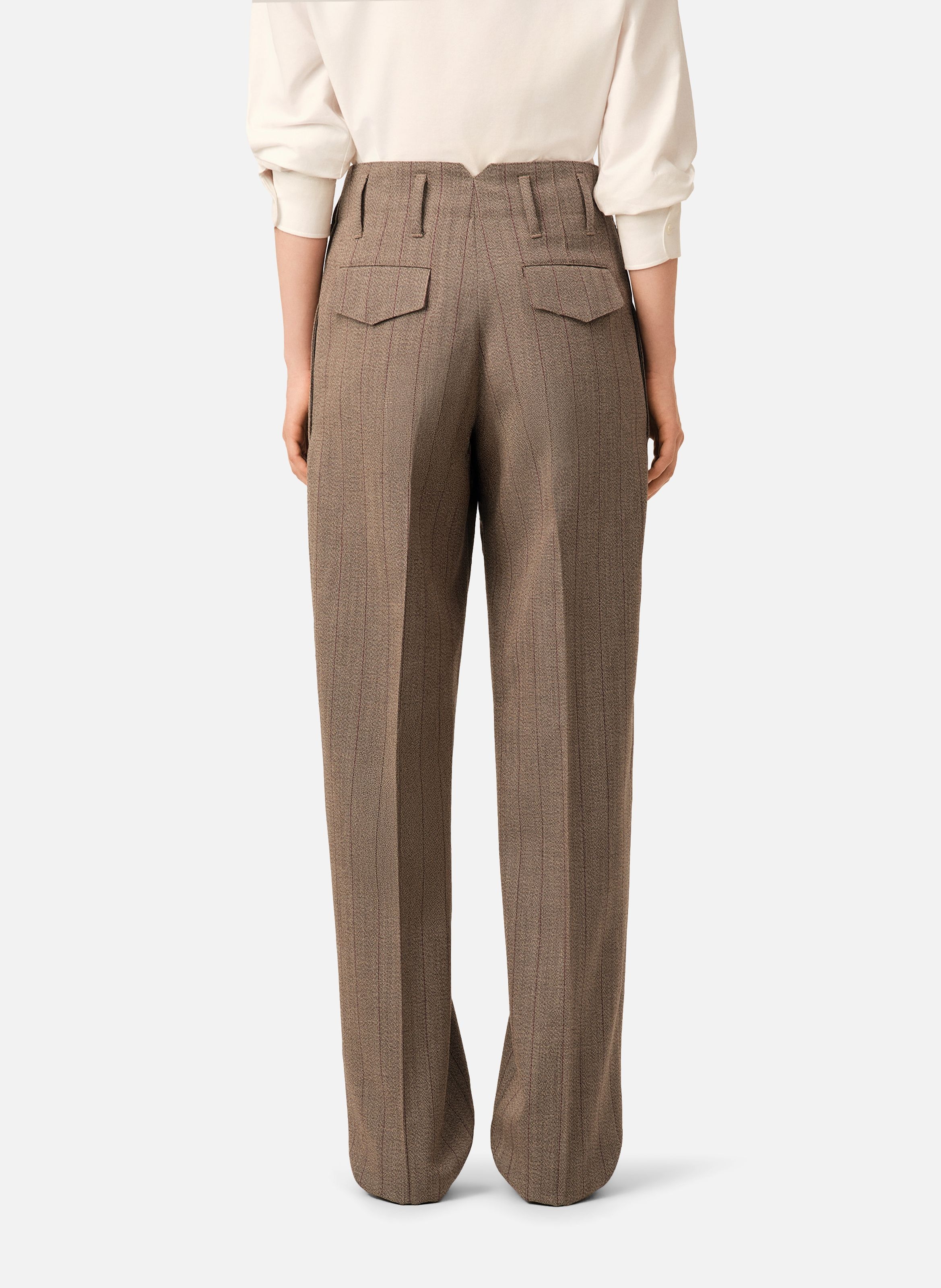 Pantalon rayé deux plis en laine | Marron AMI PARIS Femme
