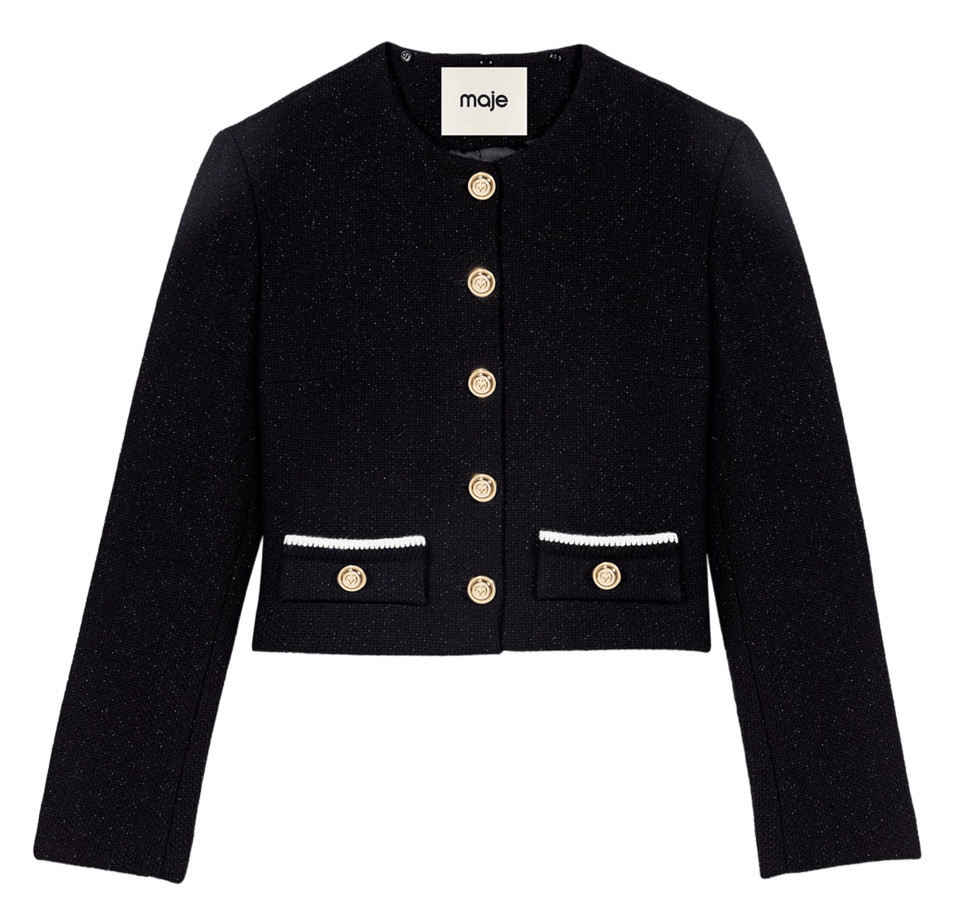Veste courte ajustée en coton mélangé MAJE Noir