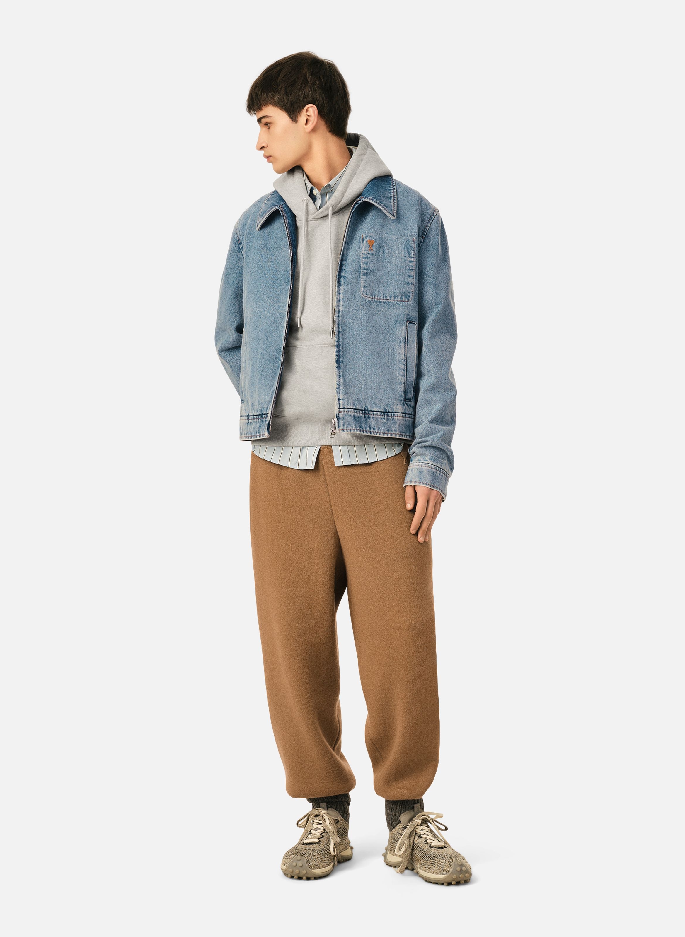 Blouson zippé ami de coeur en coton AMI PARIS Bleu