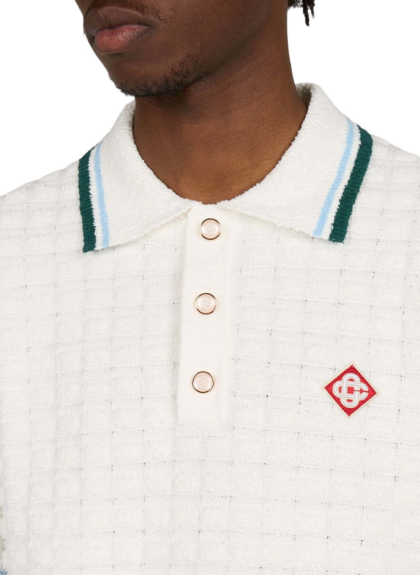 Polo in blended cotton loop fabric CASABLANCA PARIS White