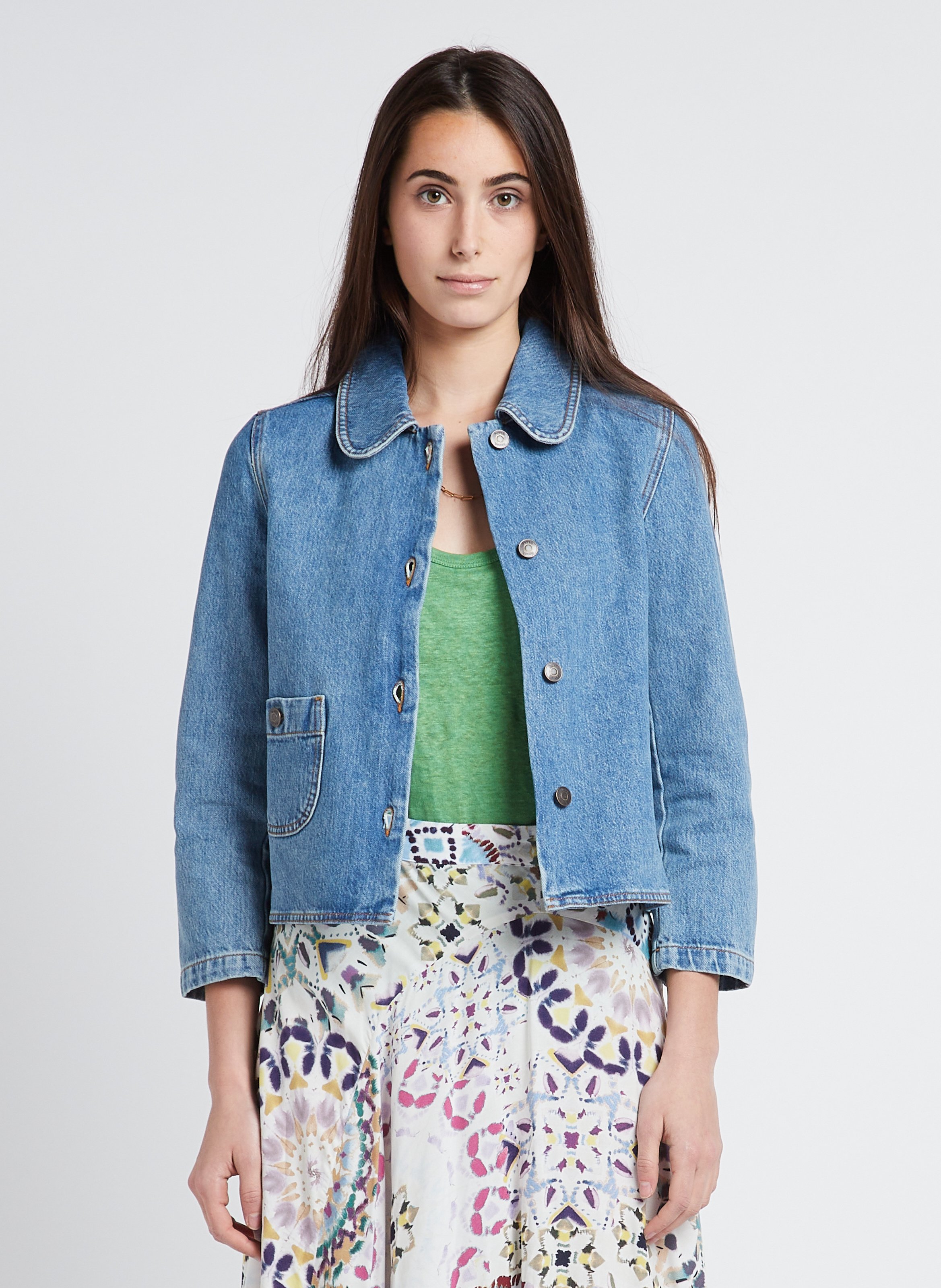 Short washed denim jacket Tiny BA&SH Blue