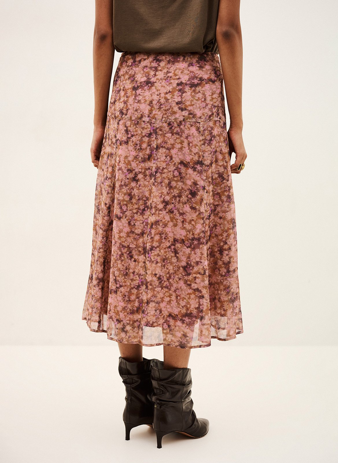 Jupe midi évasée à motifs aimee BA&SH Rose