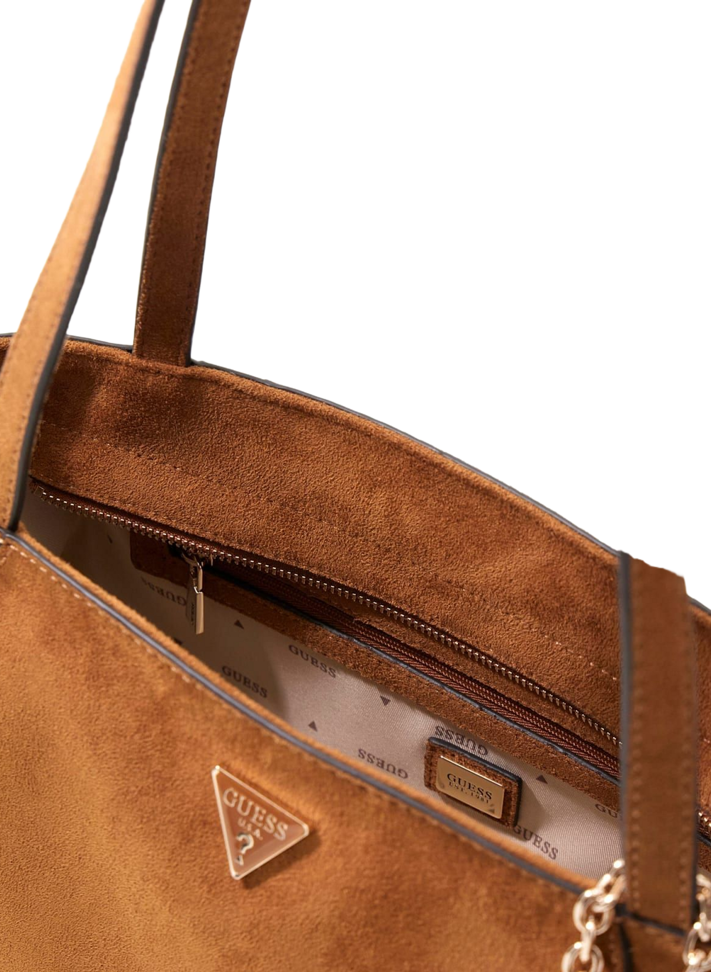 Sac à bandoulière amovible suédé Devon GUESS Marron