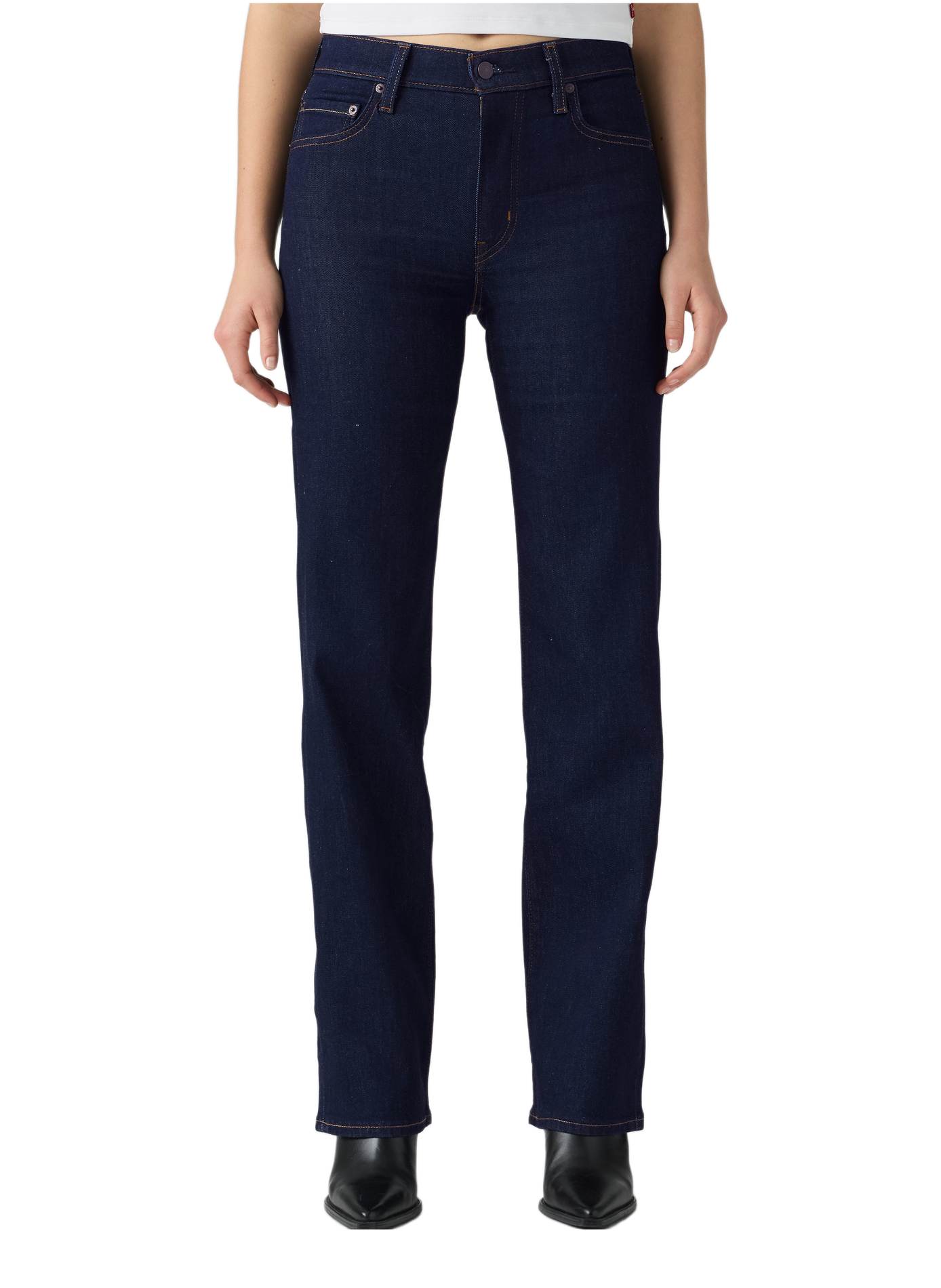 Slim jeans 722 met hoge taille van gemengd katoen LEVI'S Blauw