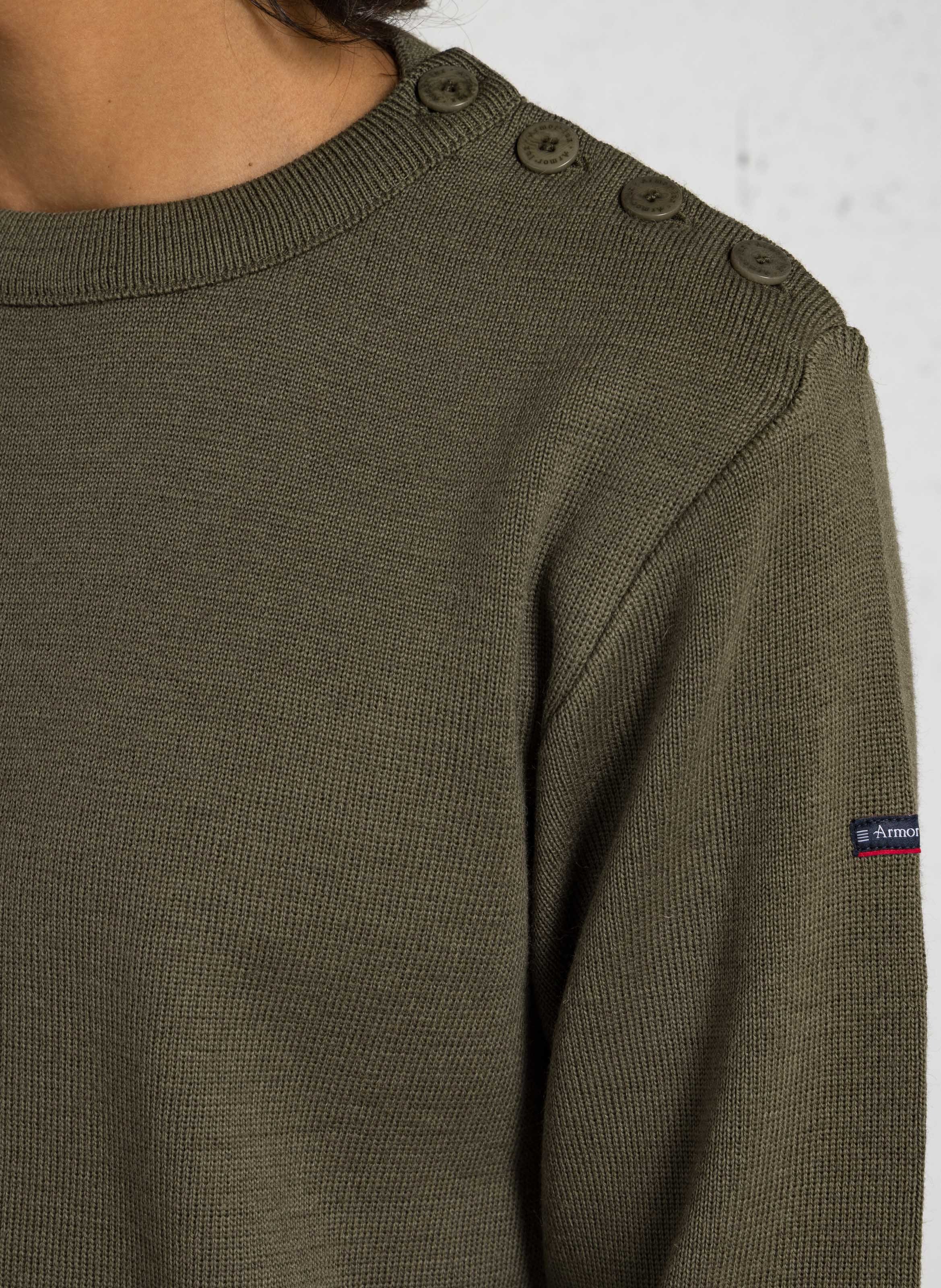 Rundhalsausschnitt-Pullover in Regular Fit aus Wolle. ARMOR-LUX Grun