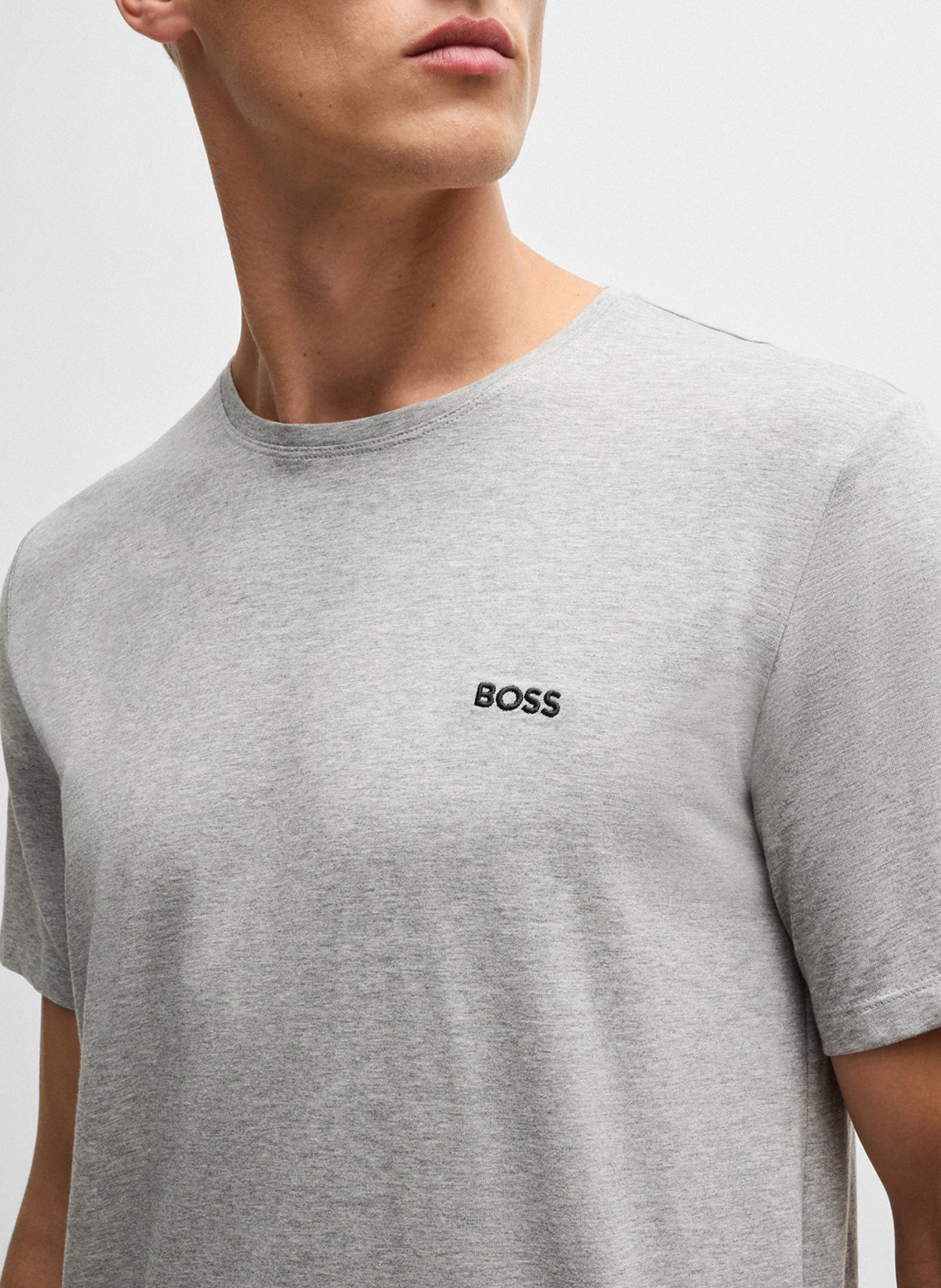 Tee-shirt col rond en coton mélangé BOSS Argent