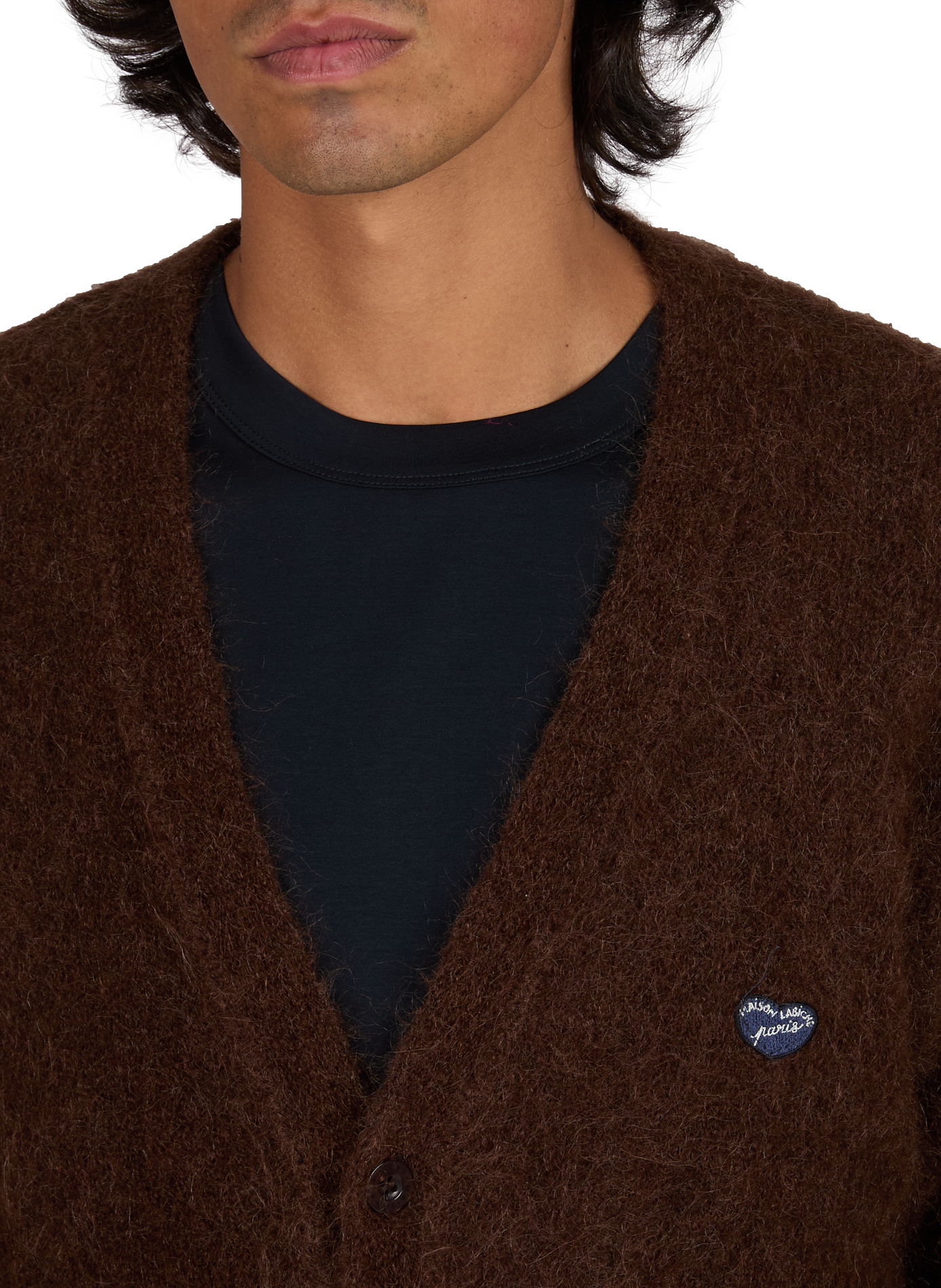 Cardigan droit boutonné avec broderie MAISON LABICHE Marron