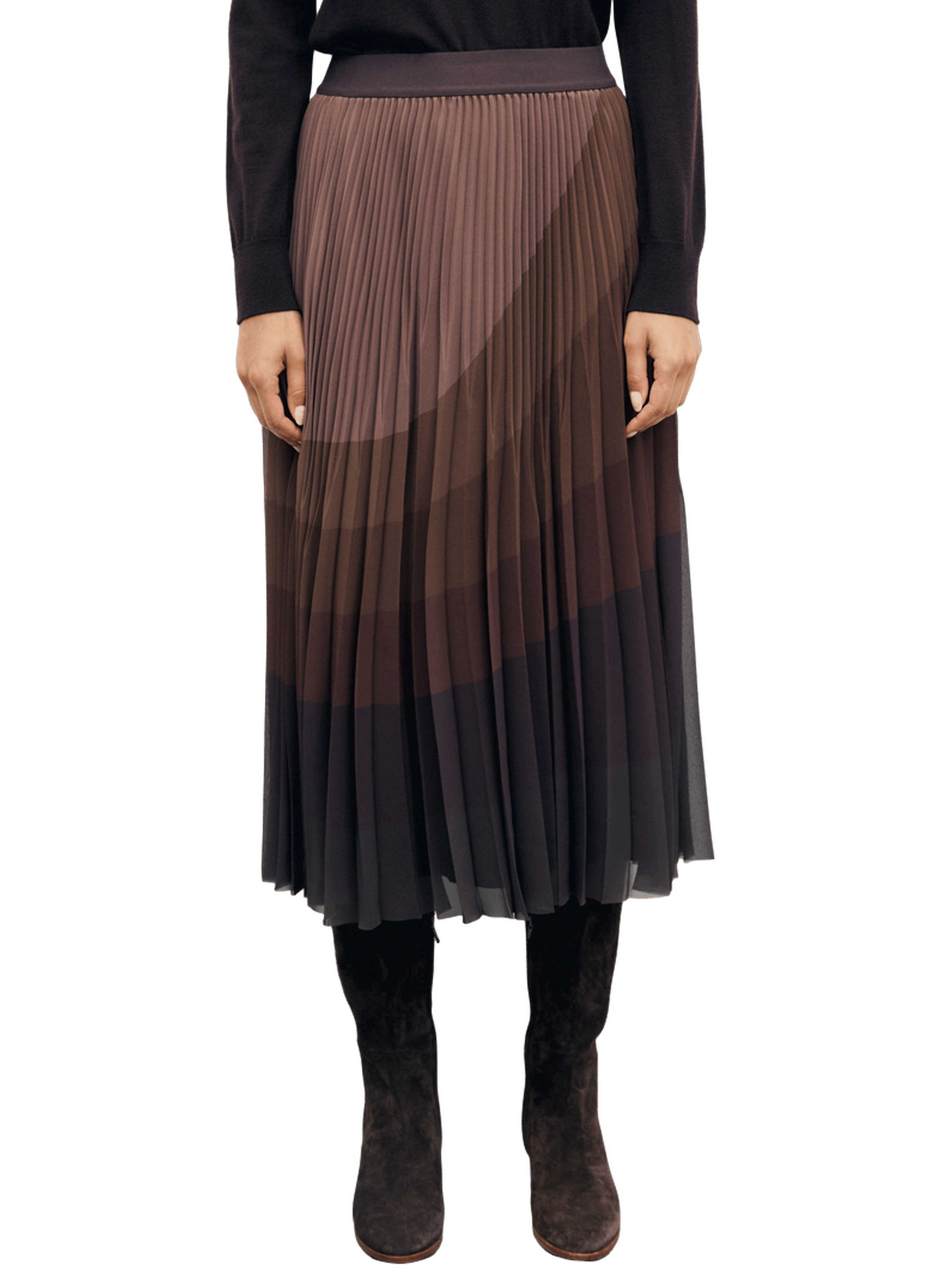 Jupe plissée color block - taryn GERARD DAREL Marron
