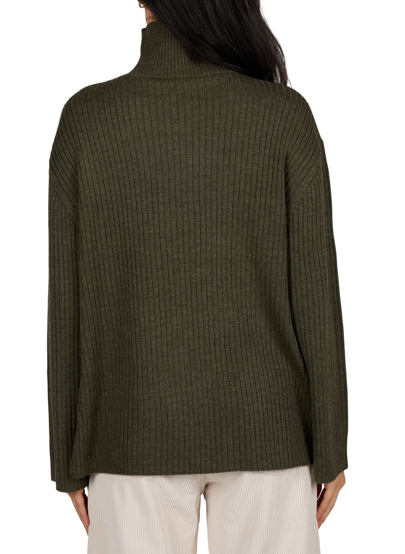 Roll-neck ribbed wool knit sweater A.P.C. Khaki