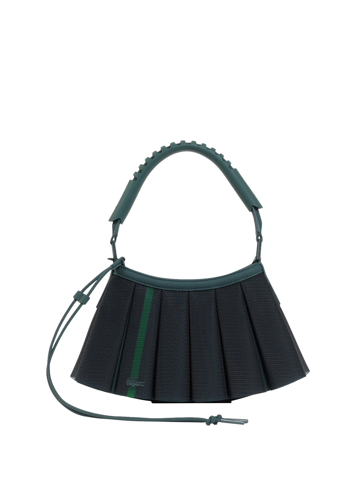 Small Lenglen handbag in mesh leather LACOSTE Green