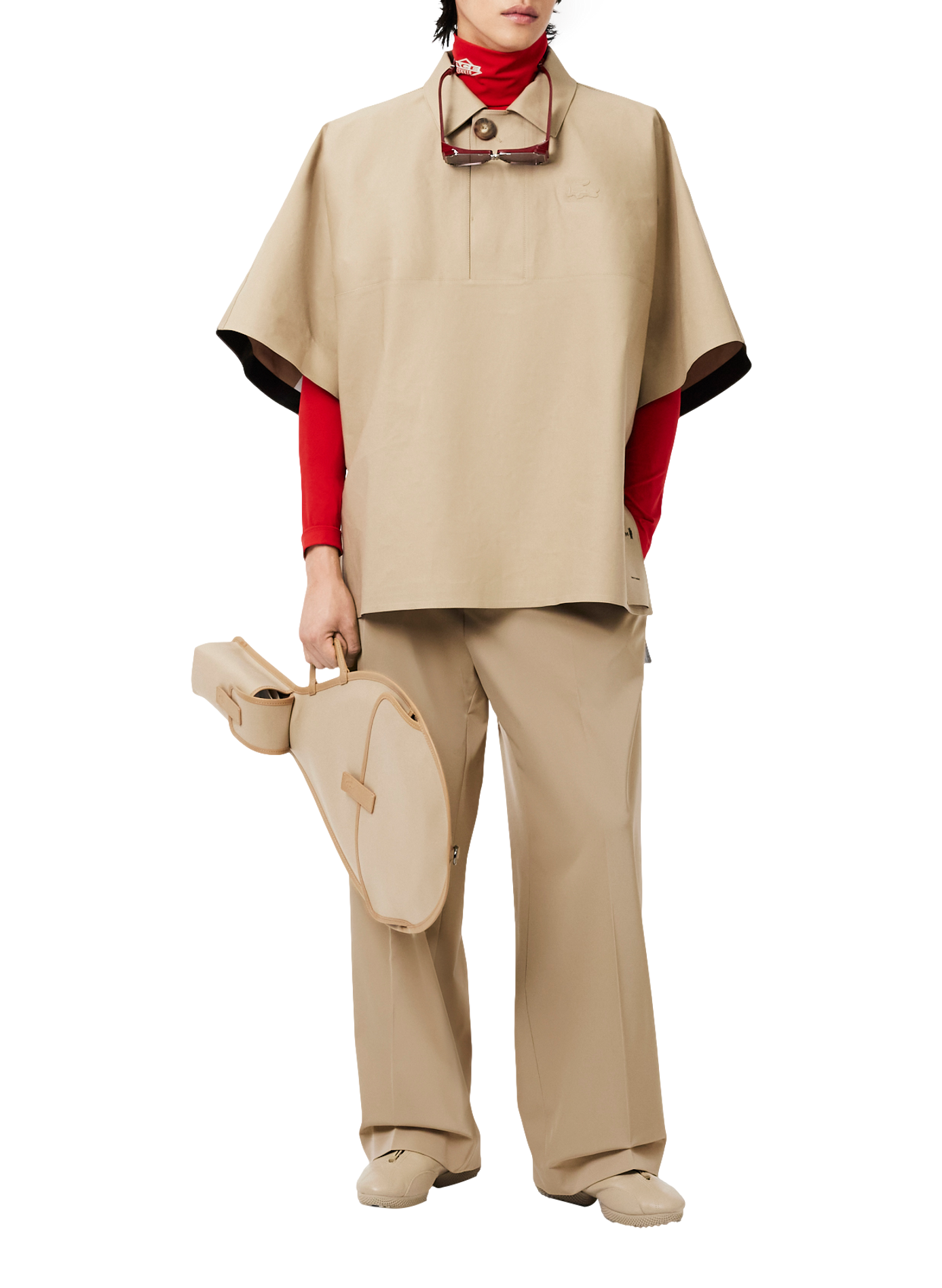 Plain loose-fit short-sleeved polo shirt LACOSTE Beige