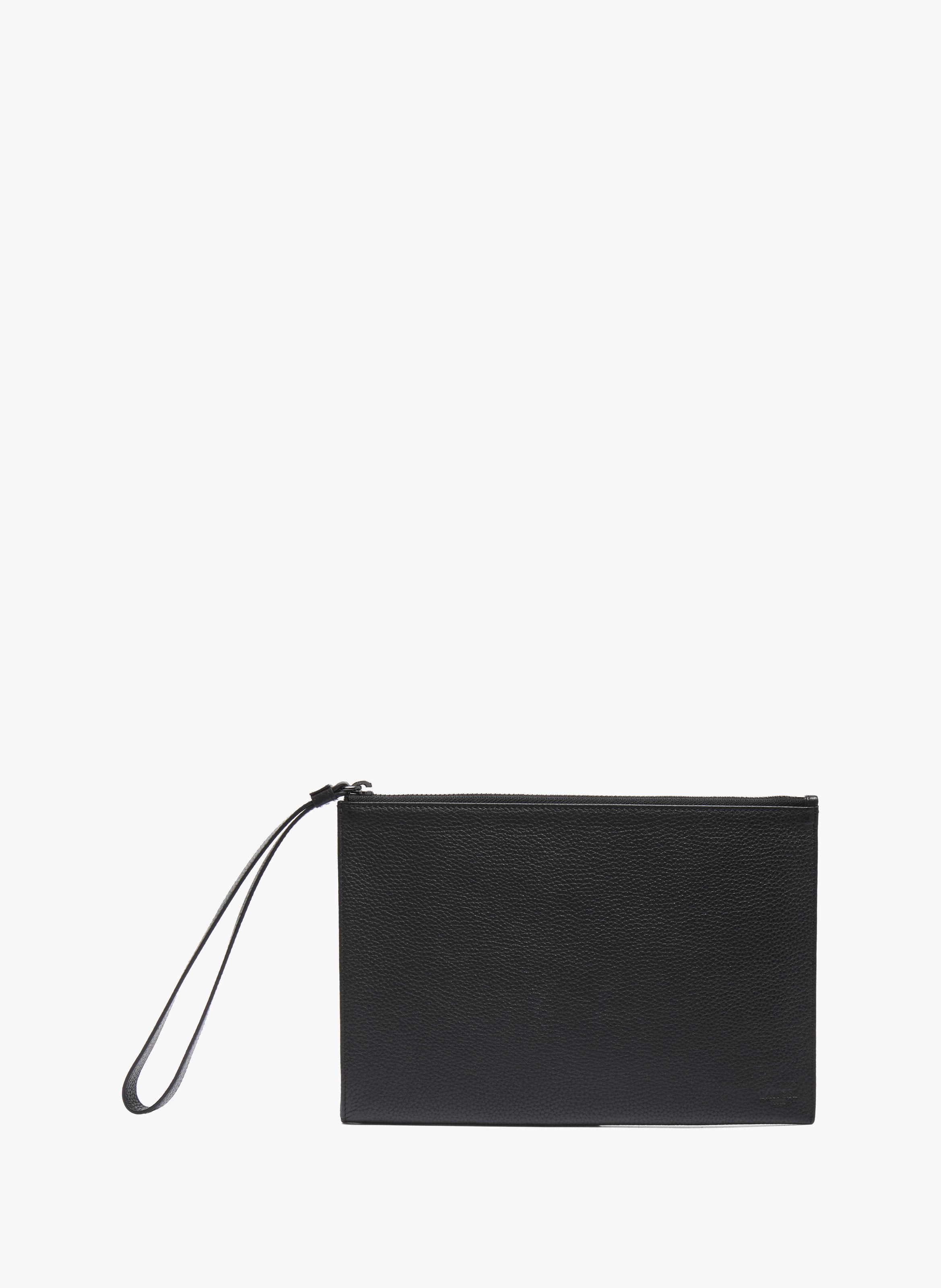 Étui à fermeture éclair leon mini ipad - cuir grainé de vachette LANCEL Noir