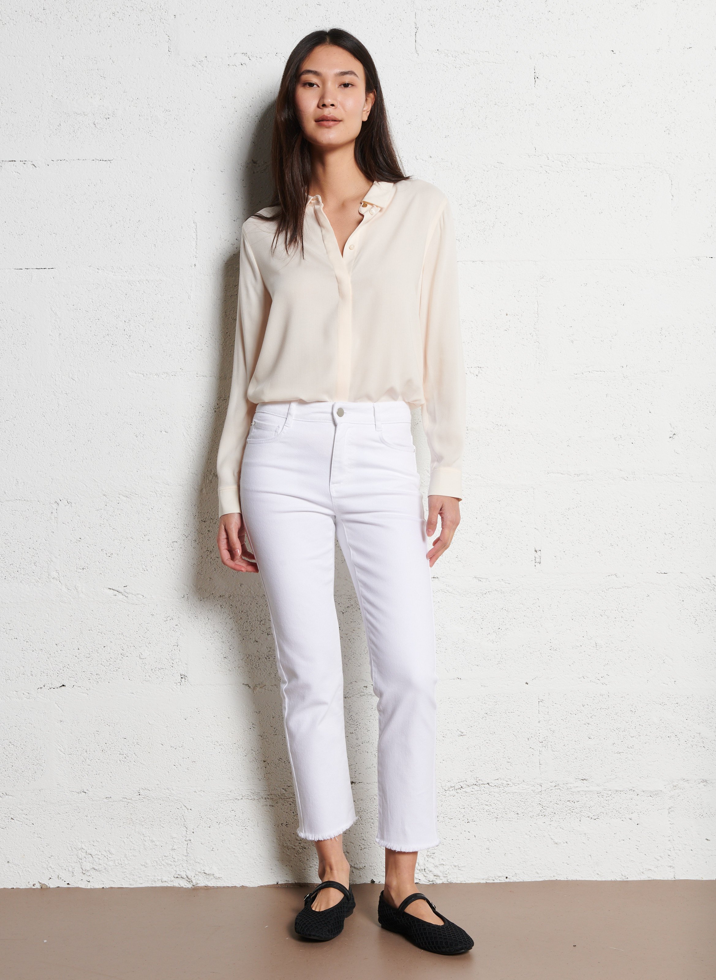 Jean droit 5 poches 7/8ème MAISON 123 Blanc