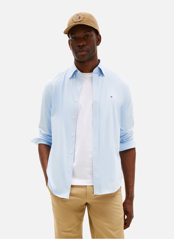 Straight cotton blend Shirt Blue by TOMMY HILFIGER TOMMY HILFIGER Straight cotton blend Shirt Blue