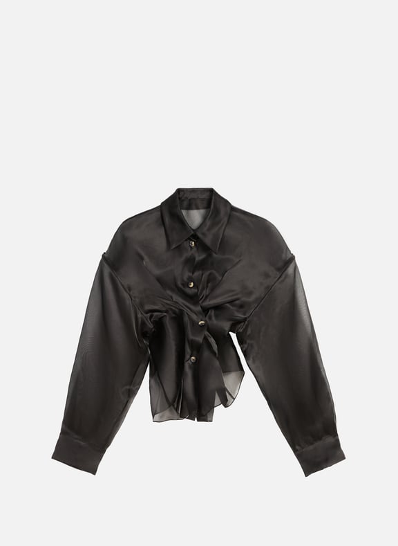 Top pleated silk organza shirt Black by A.W.A.K.E. MODE A.W.A.K.E. MODE Top pleated silk organza shirt Black
