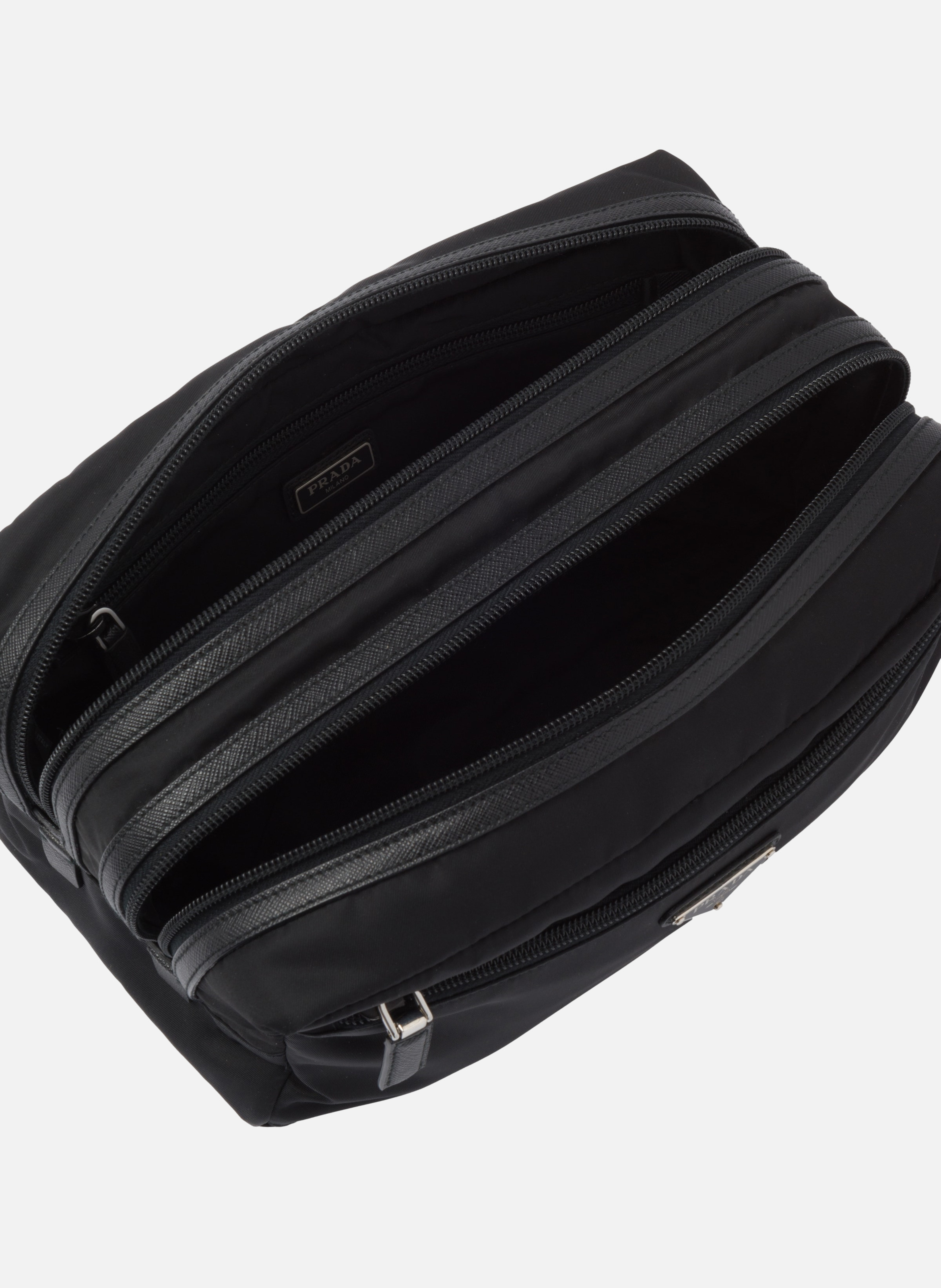 Pochette en re-nylon et cuir saffiano PRADA Noir