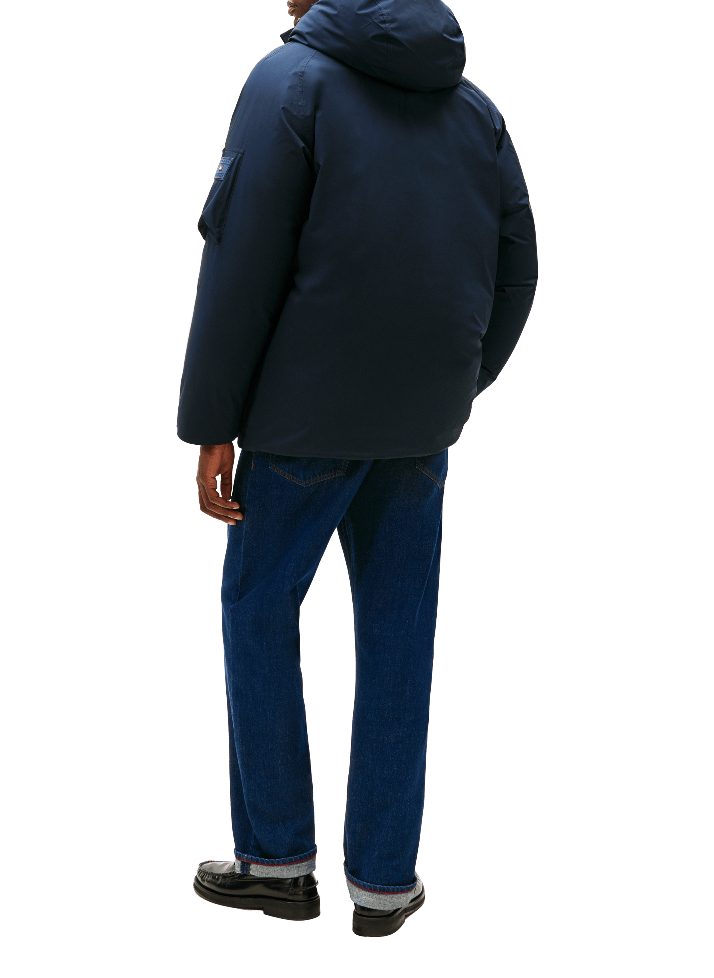 Hooded plain parka TOMMY HILFIGER Blue