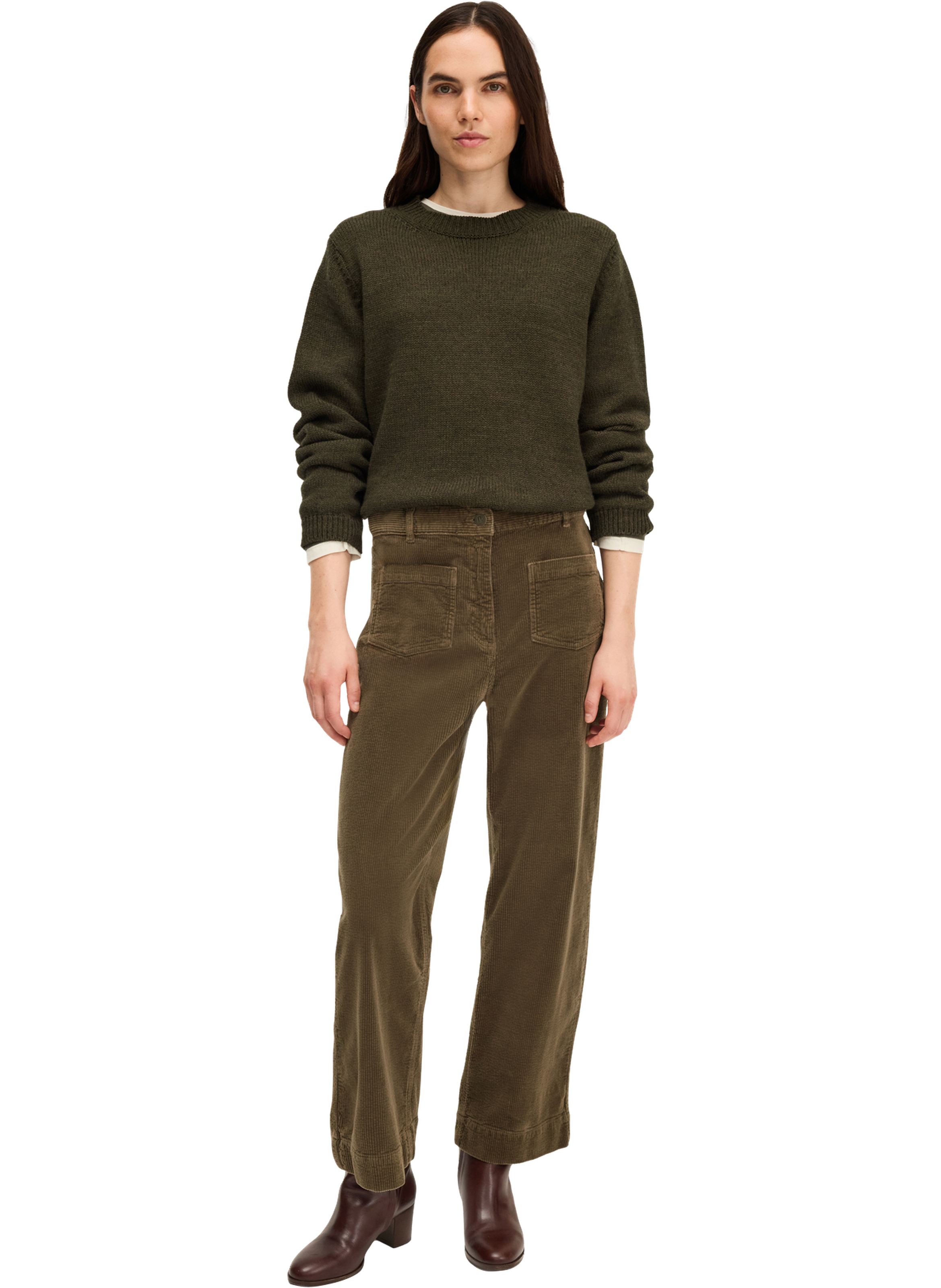 Pantalon large en velours - charlene PABLO Vert