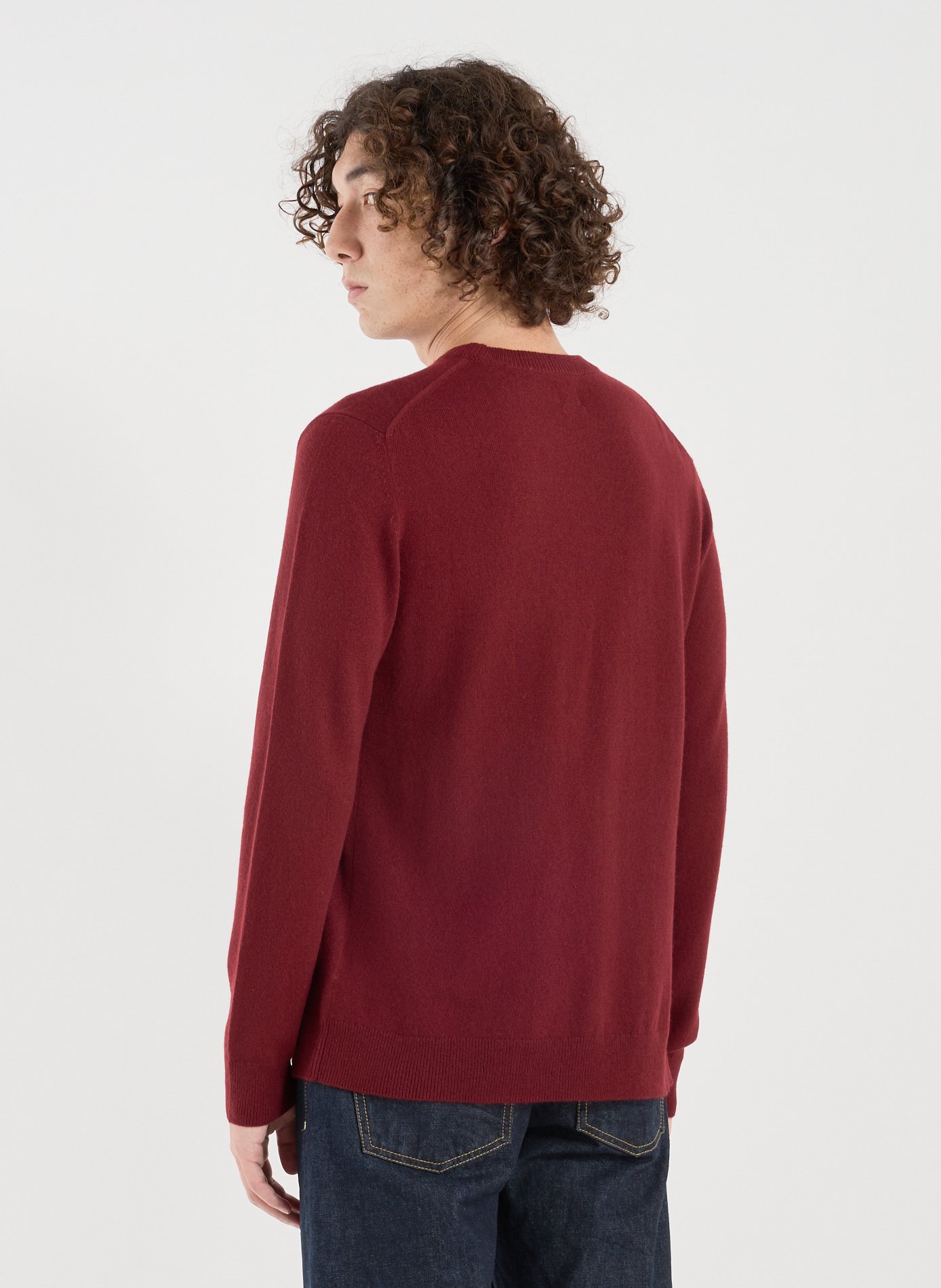 Pull col rond en cachemire Rouge