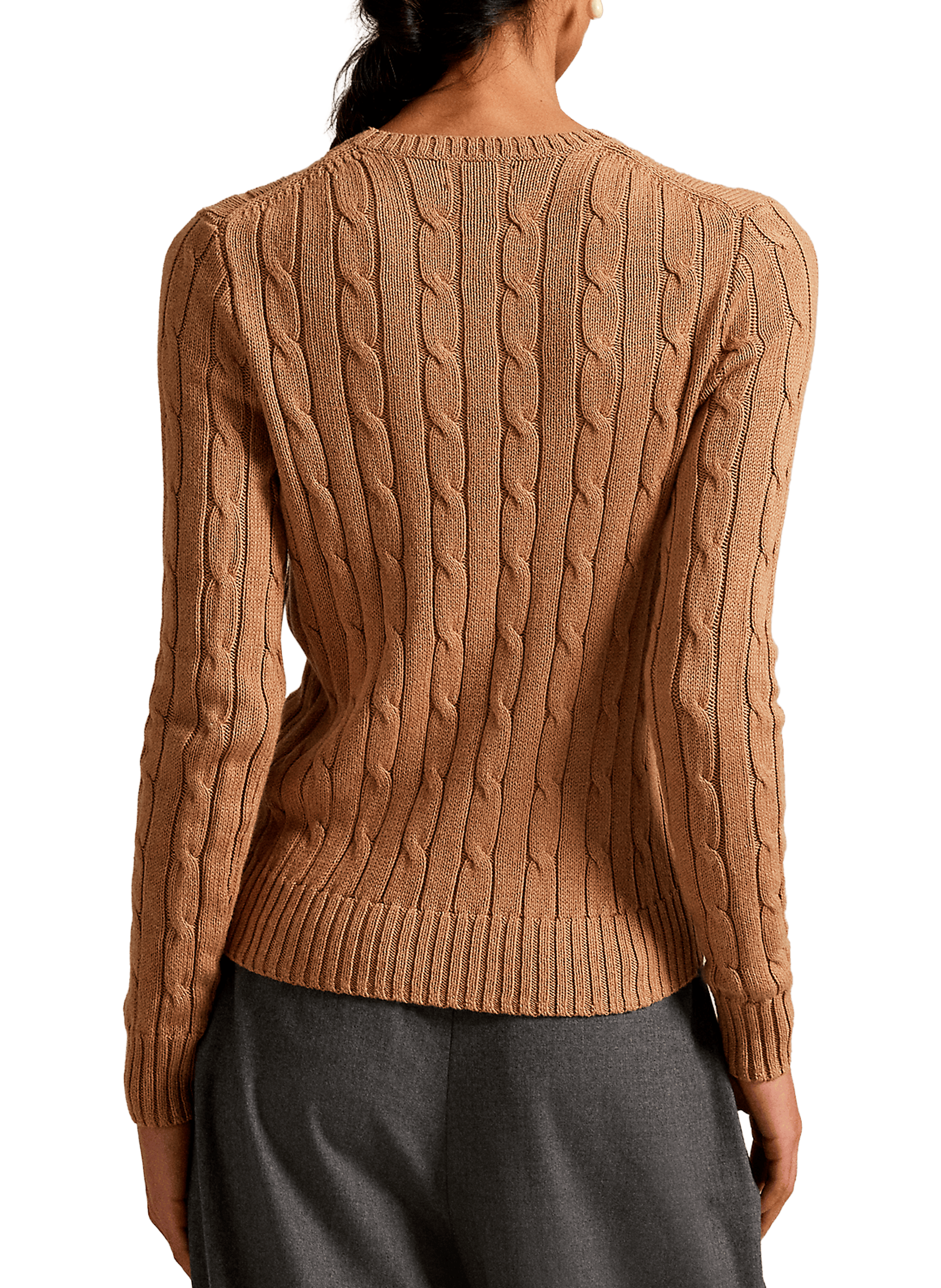 Pull col rond en coton POLO RALPH LAUREN Marron