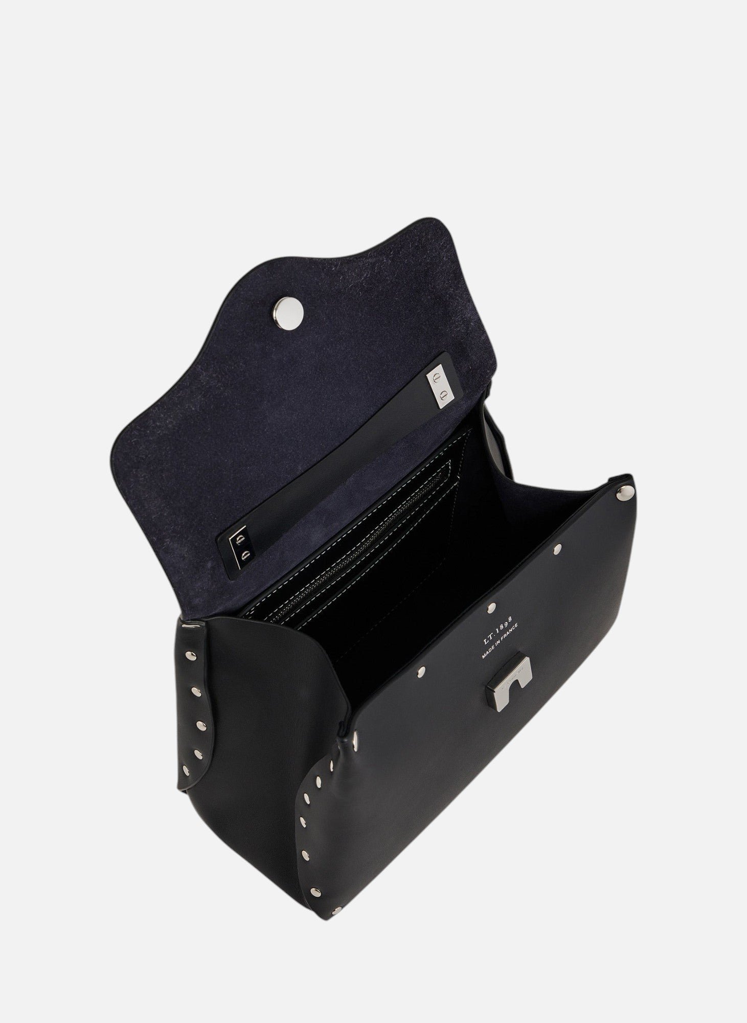 Petit sac à main sans couture en cuir lisse Noir