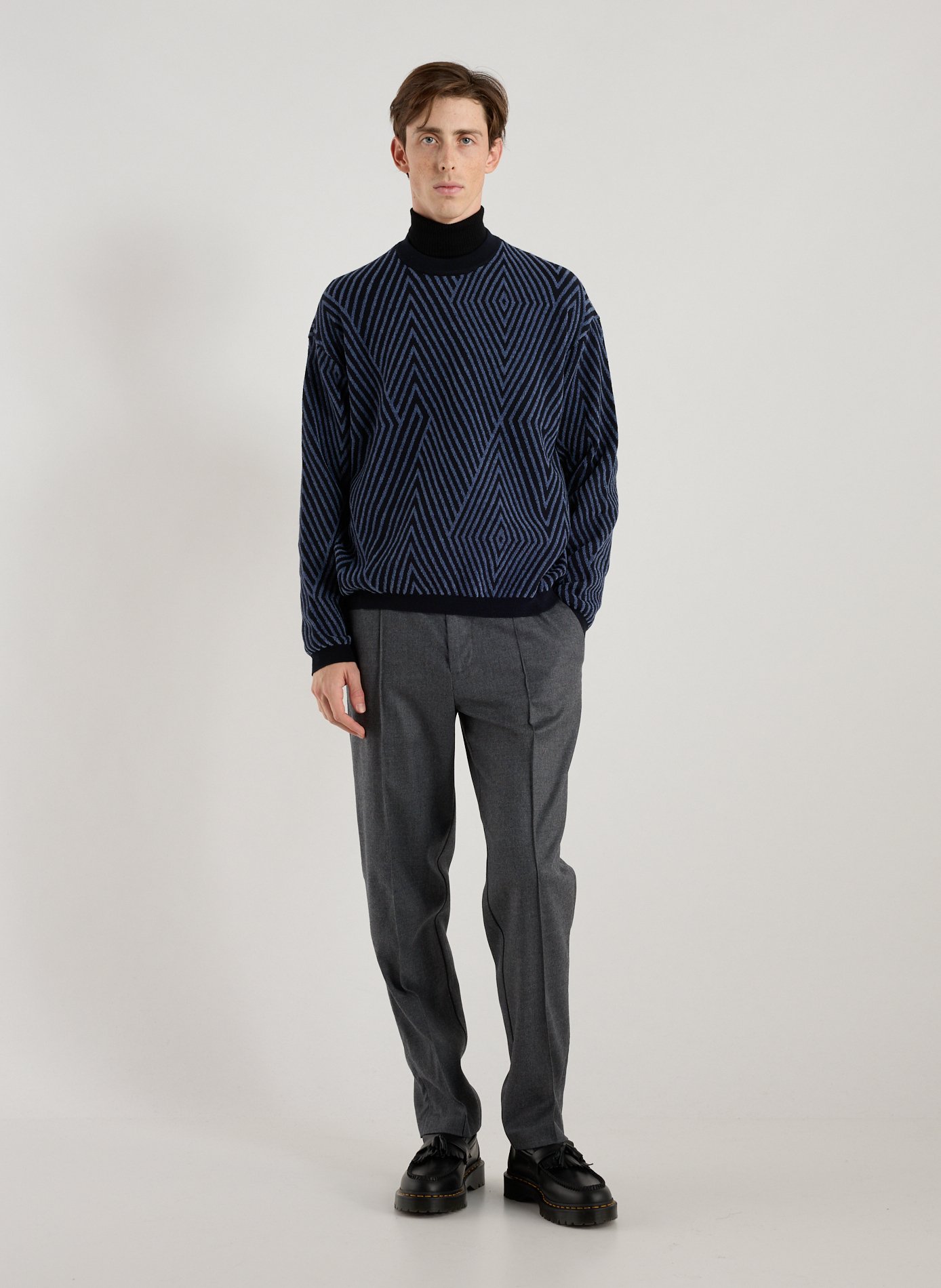 Straight virgin wool-blend trousers EMPORIO ARMANI Grey