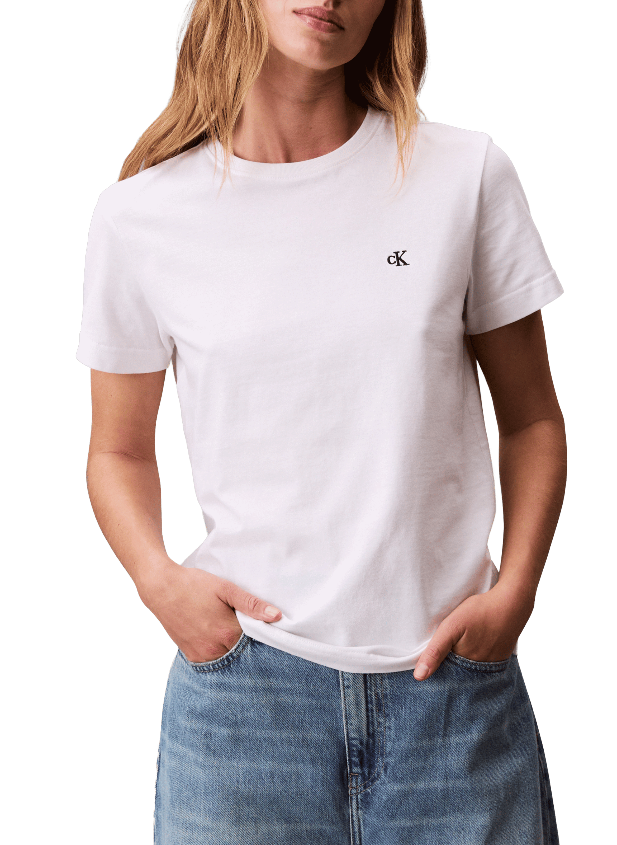 CALVIN KLEIN T-shirt à col rond en coton Blanc