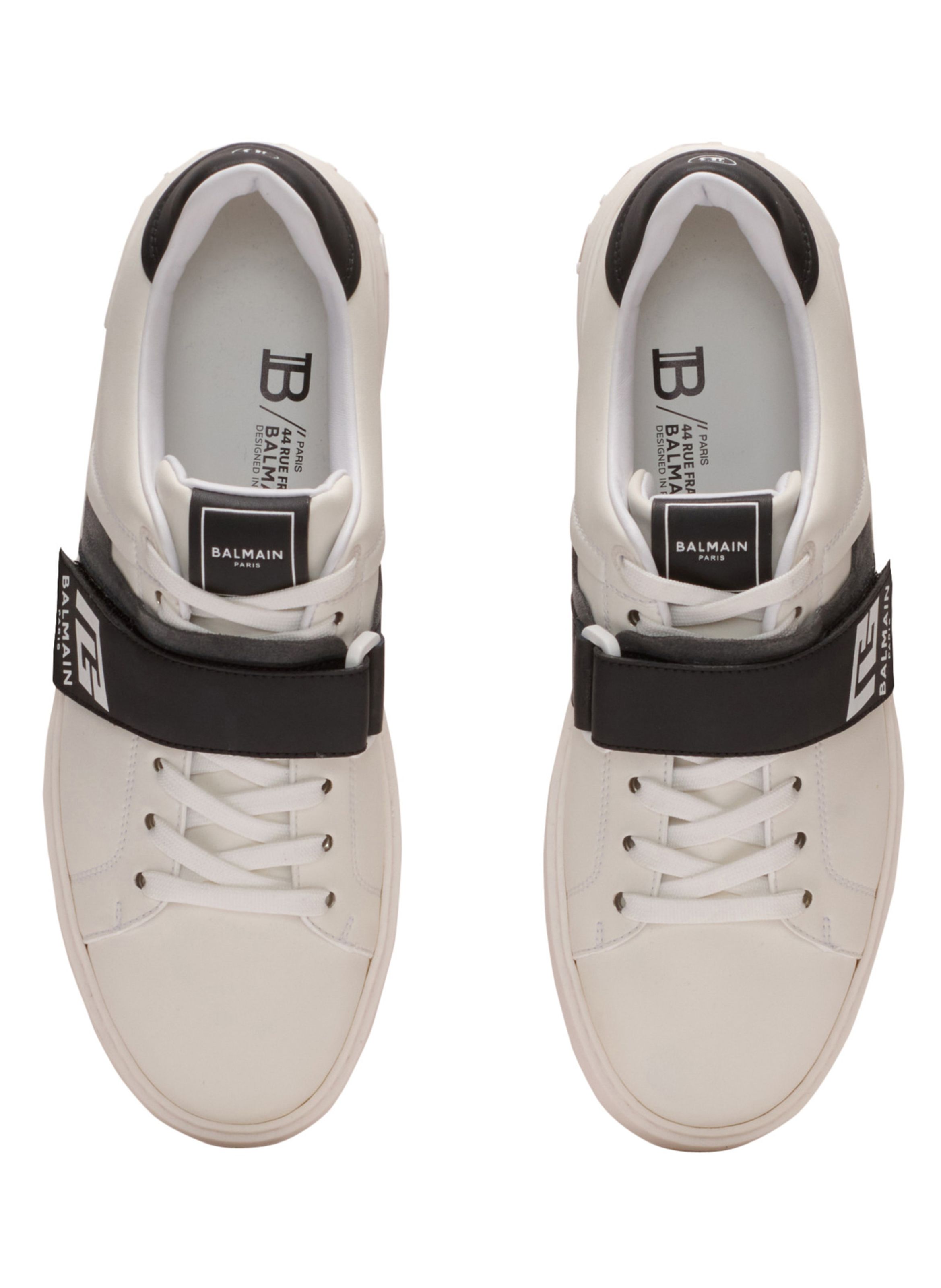 Baskets b-court en cuir de veau avec languette pb BALMAIN Blanc