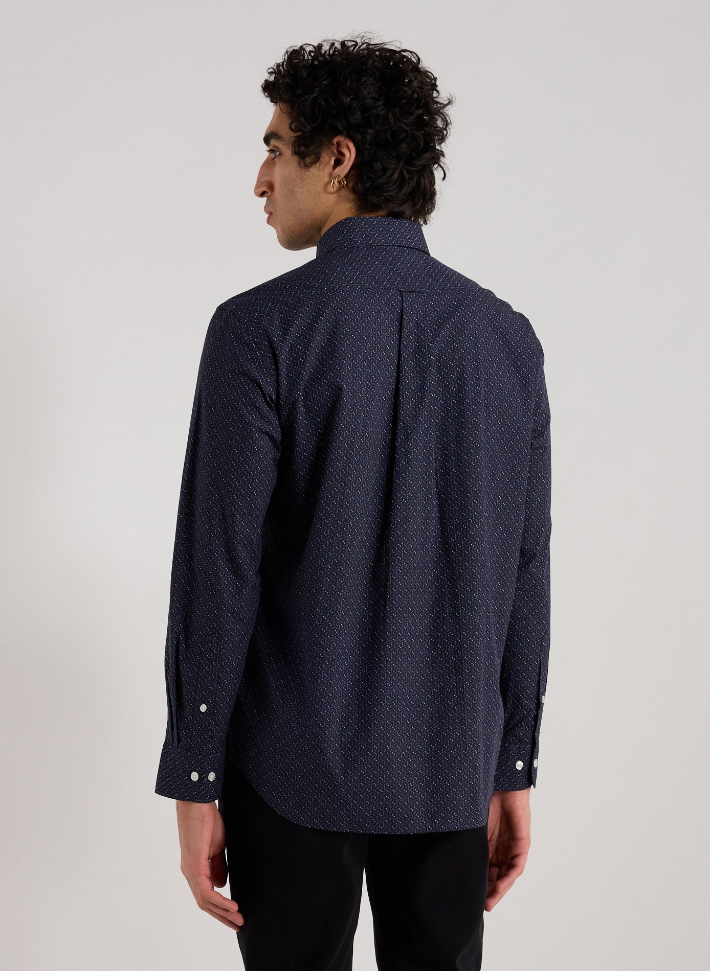 Classic collar shirt with cotton print EDEN PARK Blue