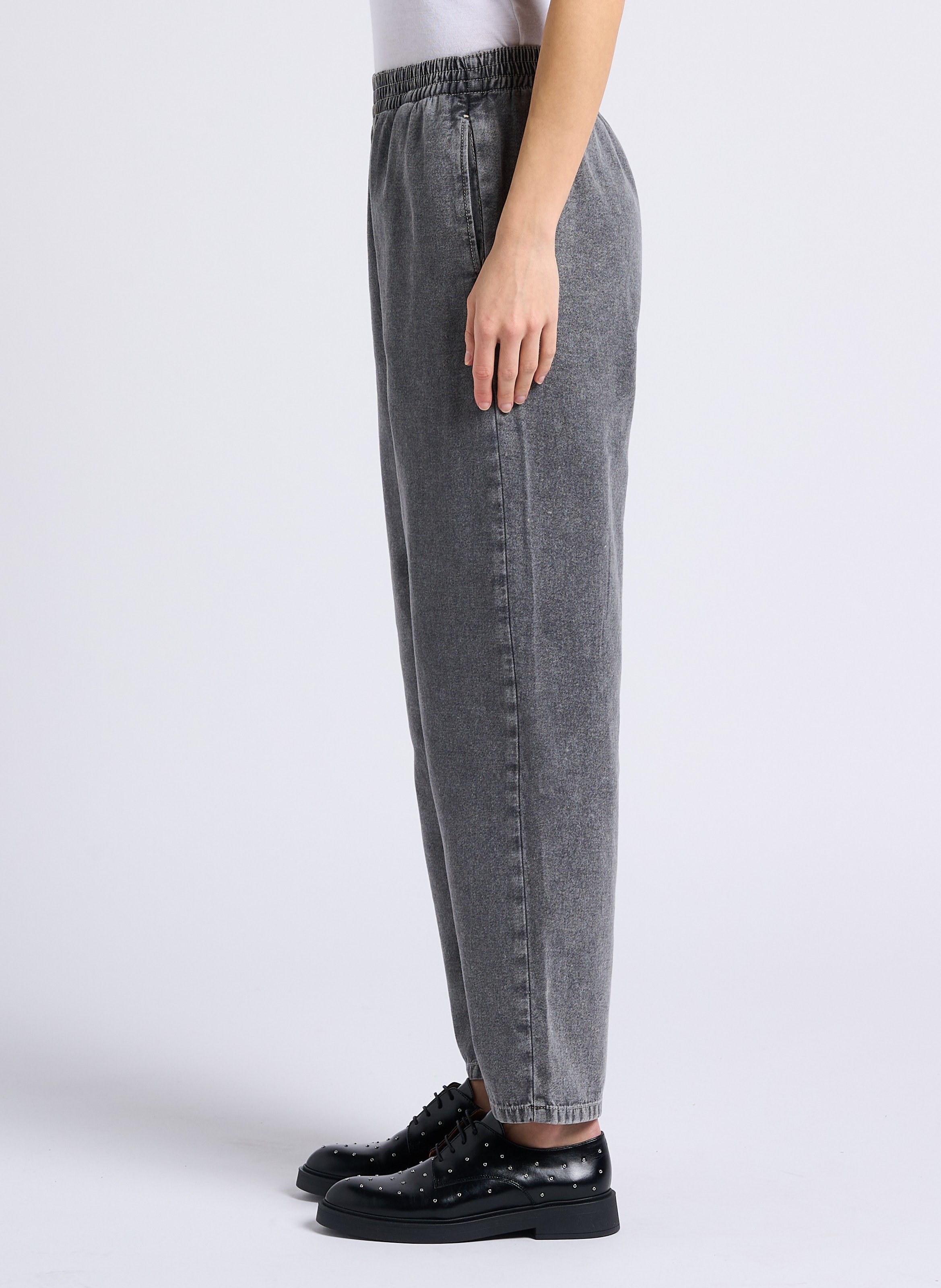 Jean droit taille haute en coton jazy AMERICAN VINTAGE Gris