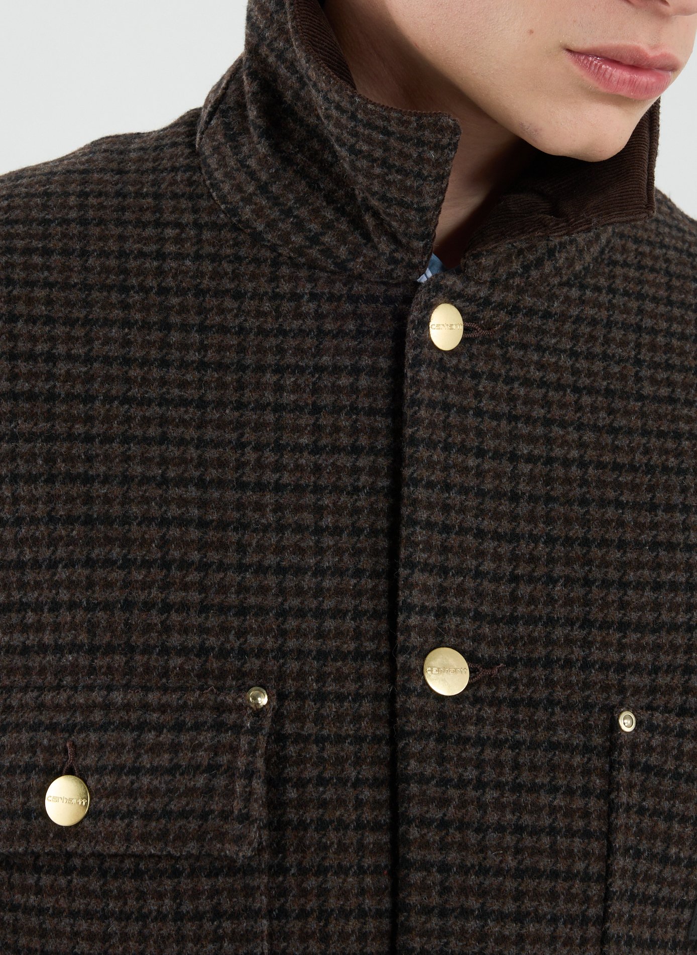 Classic houndstooth jacket with a traditional collar CARHARTT WIP Brown