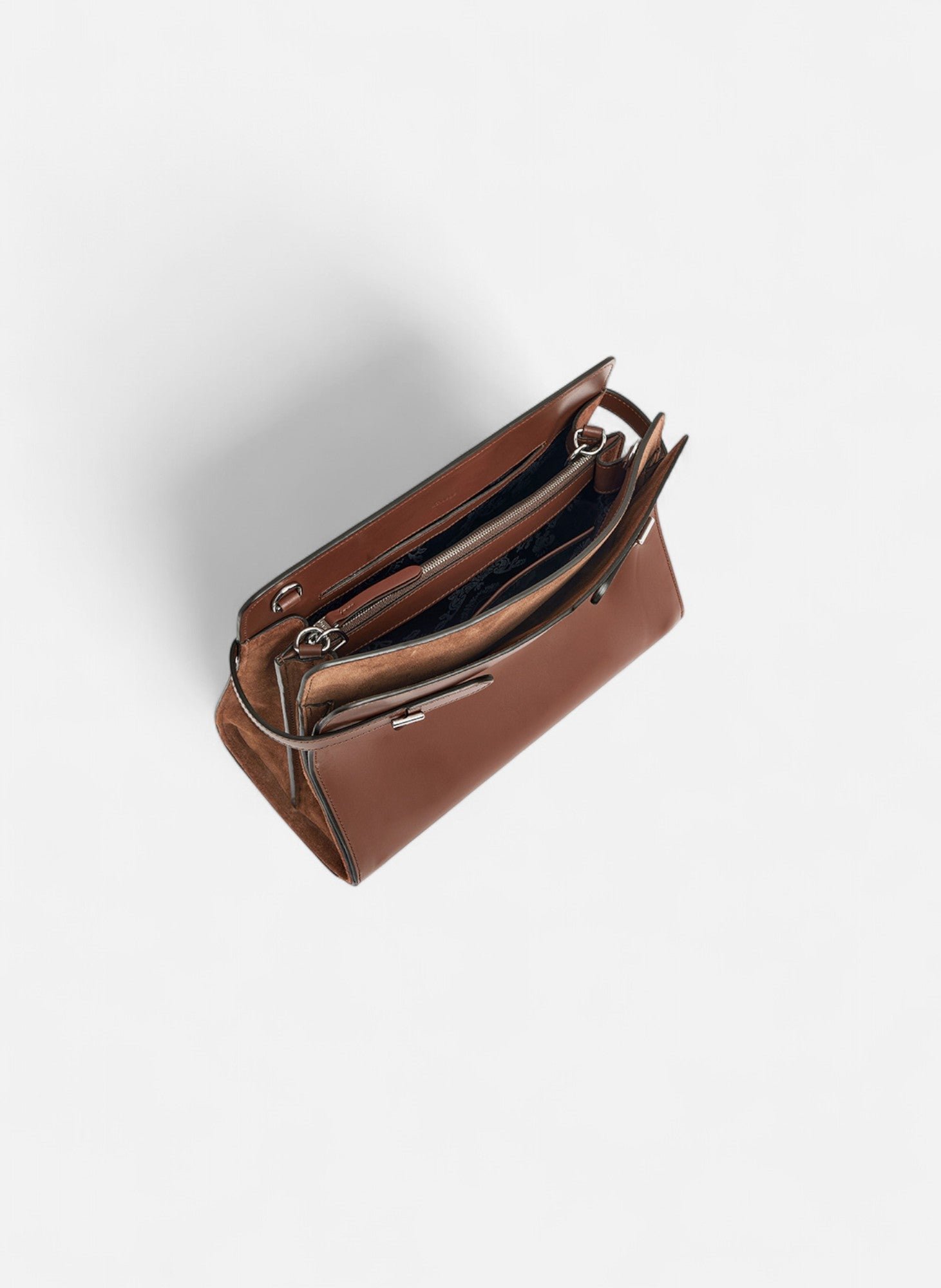 Sac porté épaule grand modèle emie en cuir lisse et nubuck LE TANNEUR Marron