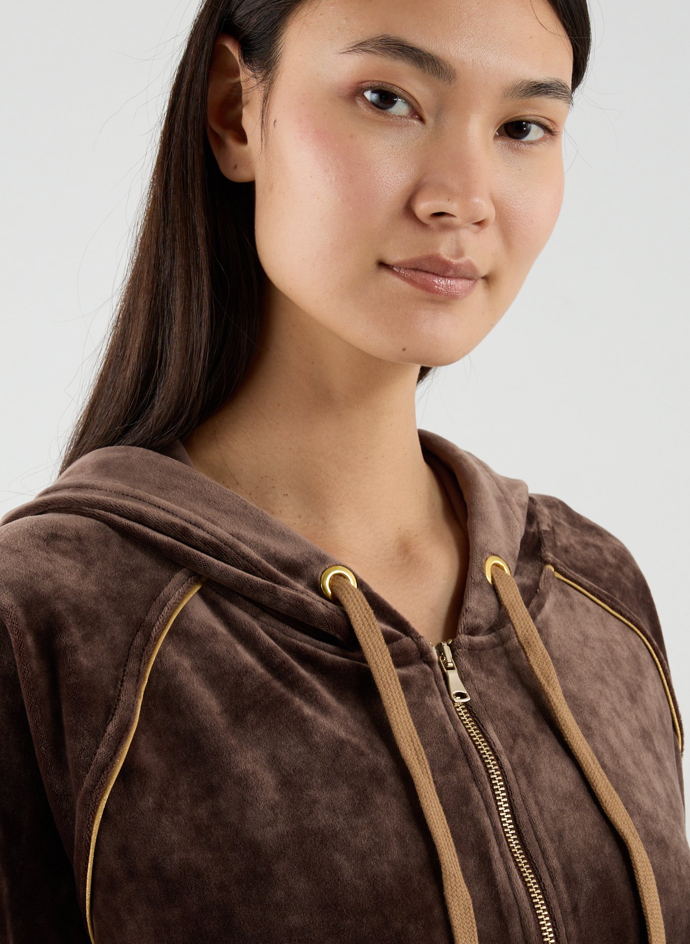 Gilet à capuche en velours BANANA MOON Marron