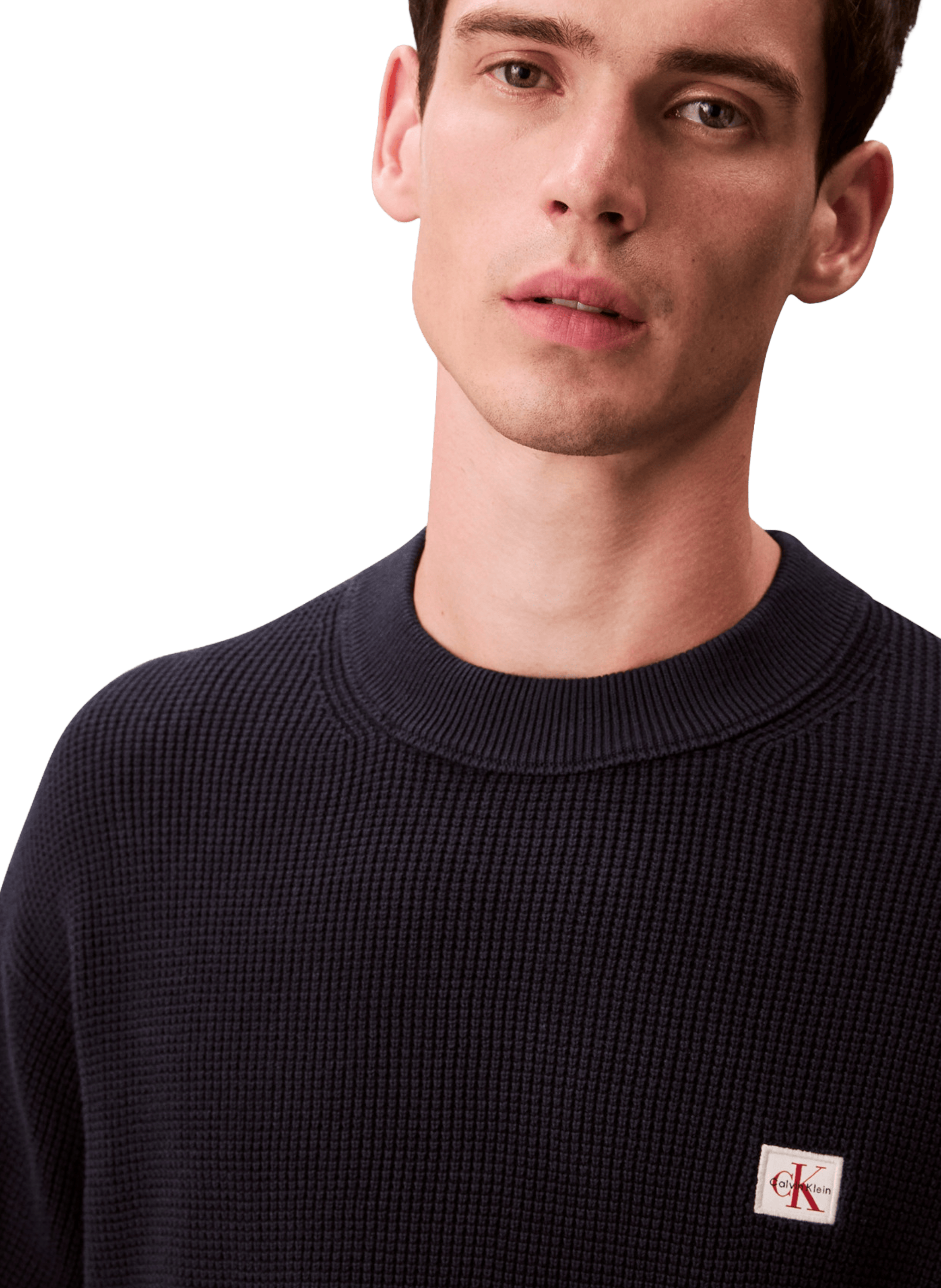 Straight round neck cotton sweater CALVIN KLEIN Blue