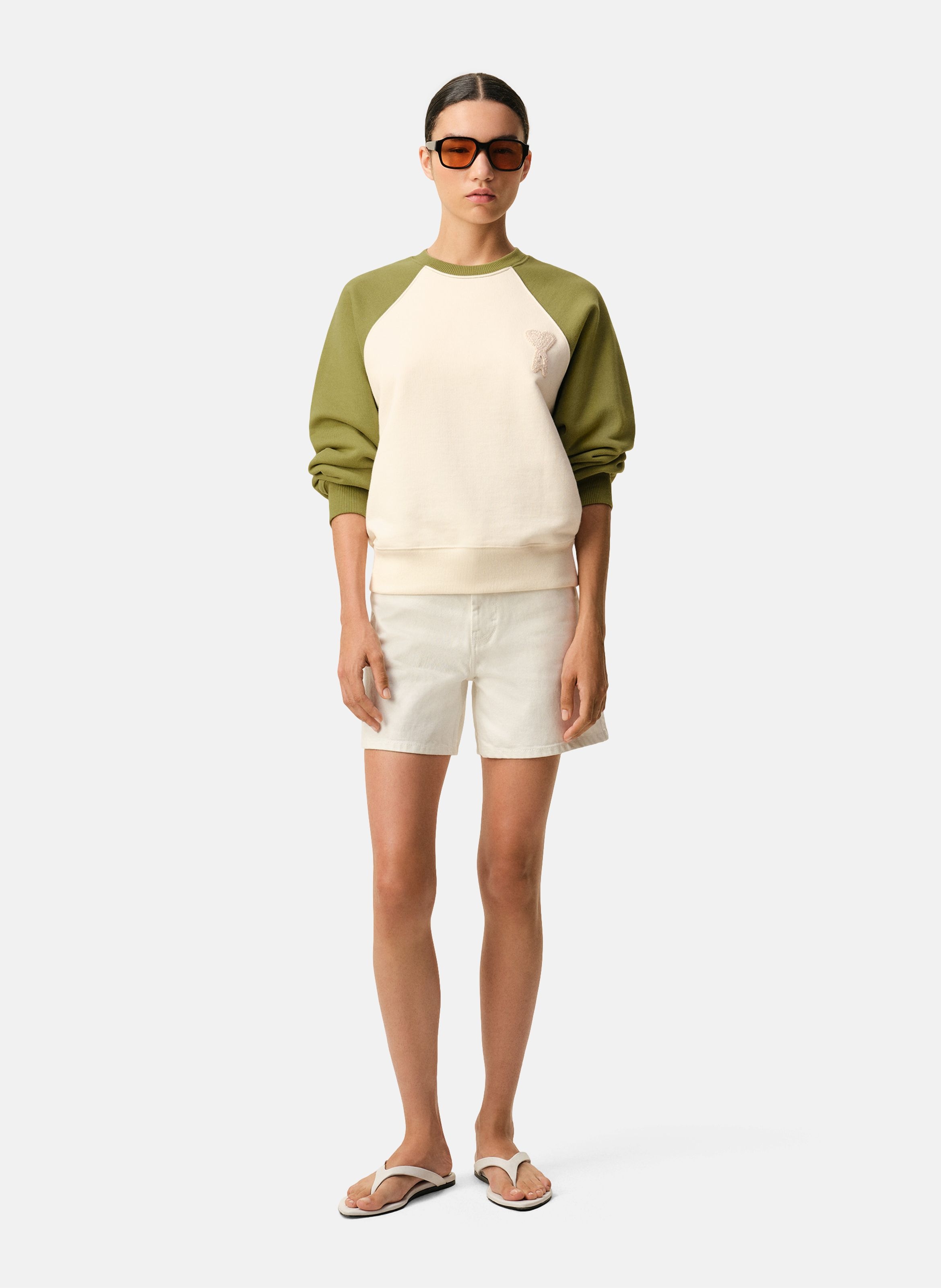 Sweatshirt ami de coeur crochet unisexe en coton AMI PARIS Blanc