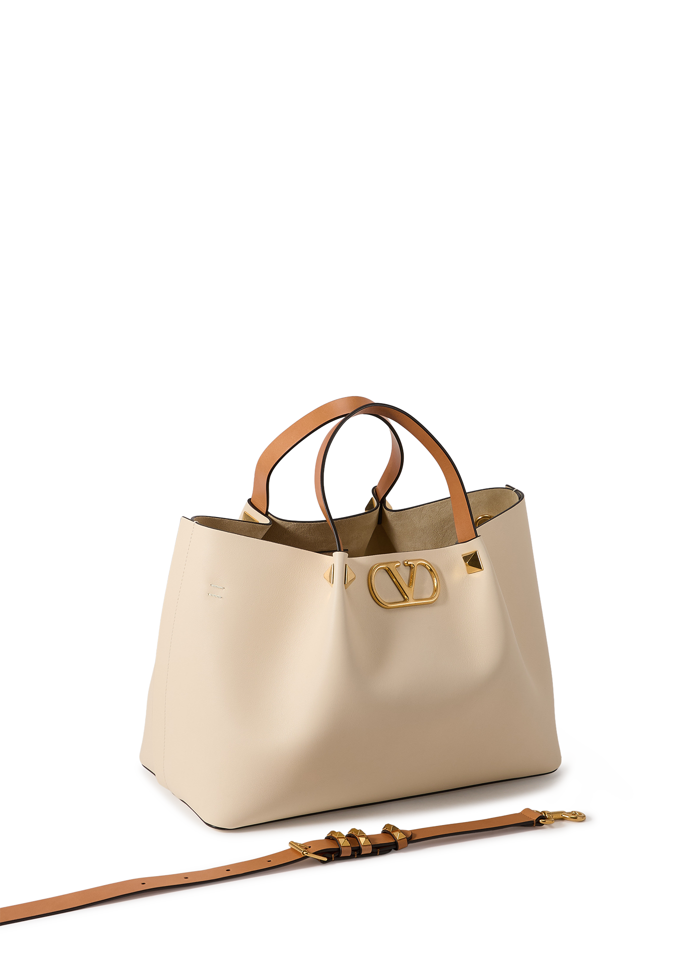 Sac à main cabas en cuir de veau VALENTINO Blanc