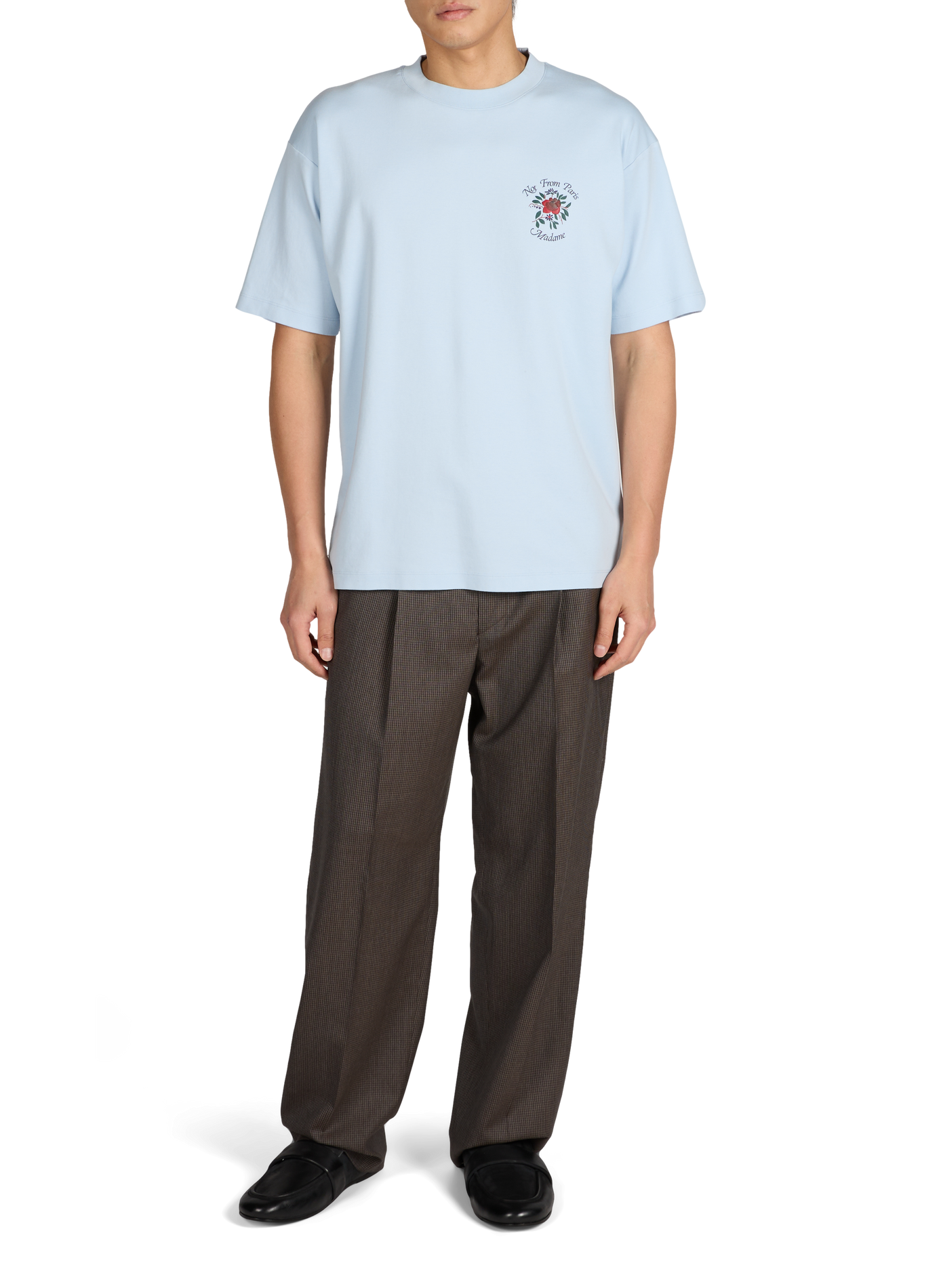 T-shirt sérigraphié à col rond en coton DROLE DE MONSIEUR Bleu