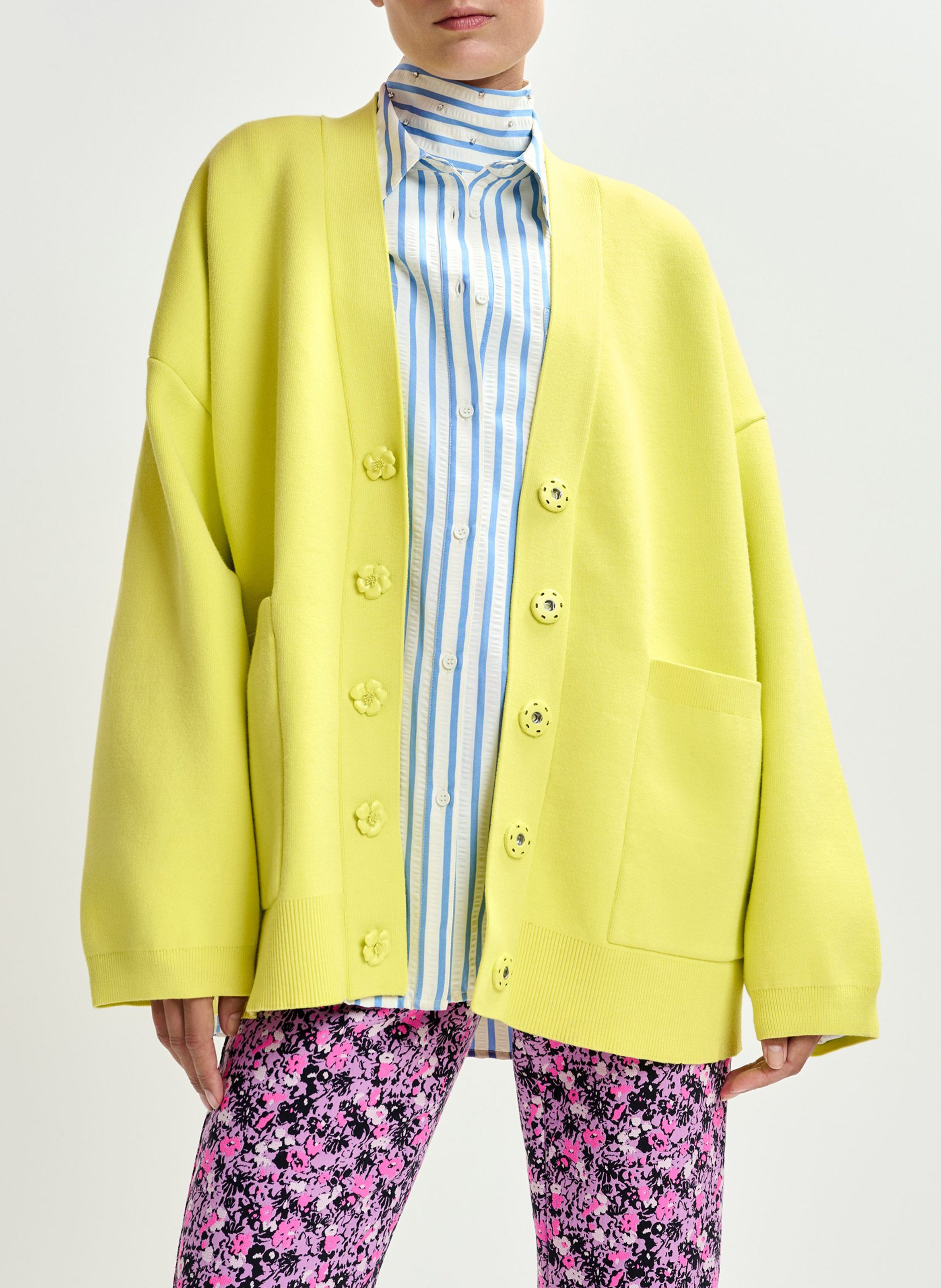 Cardigan ample boutonné uni Jomber ESSENTIEL ANTWERP Jaune