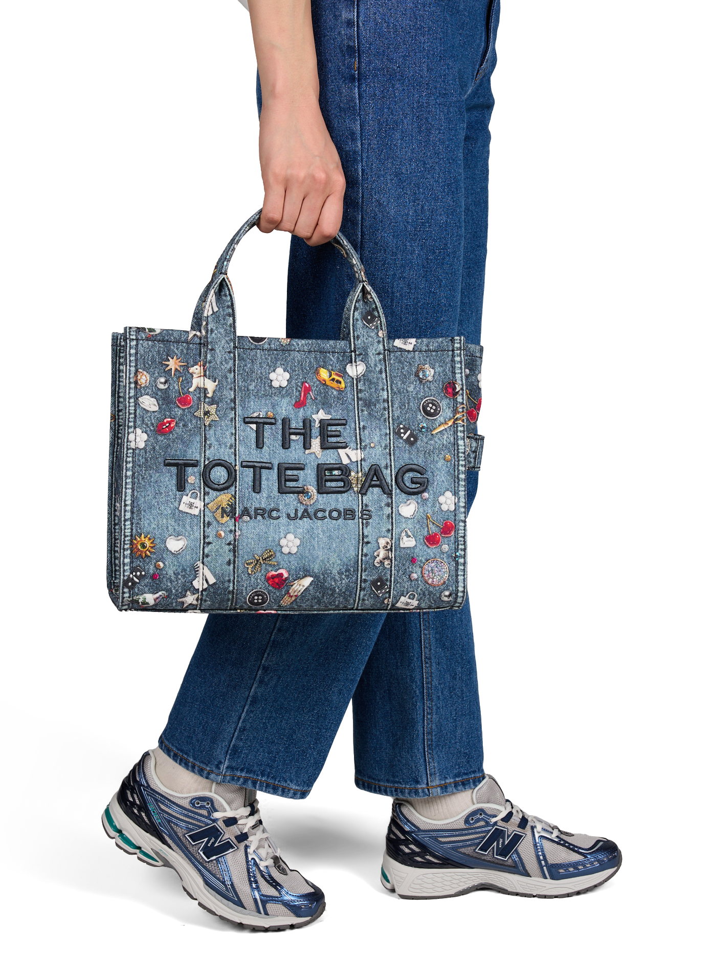 Tote bag imprimé en coton MARC JACOBS Bleu