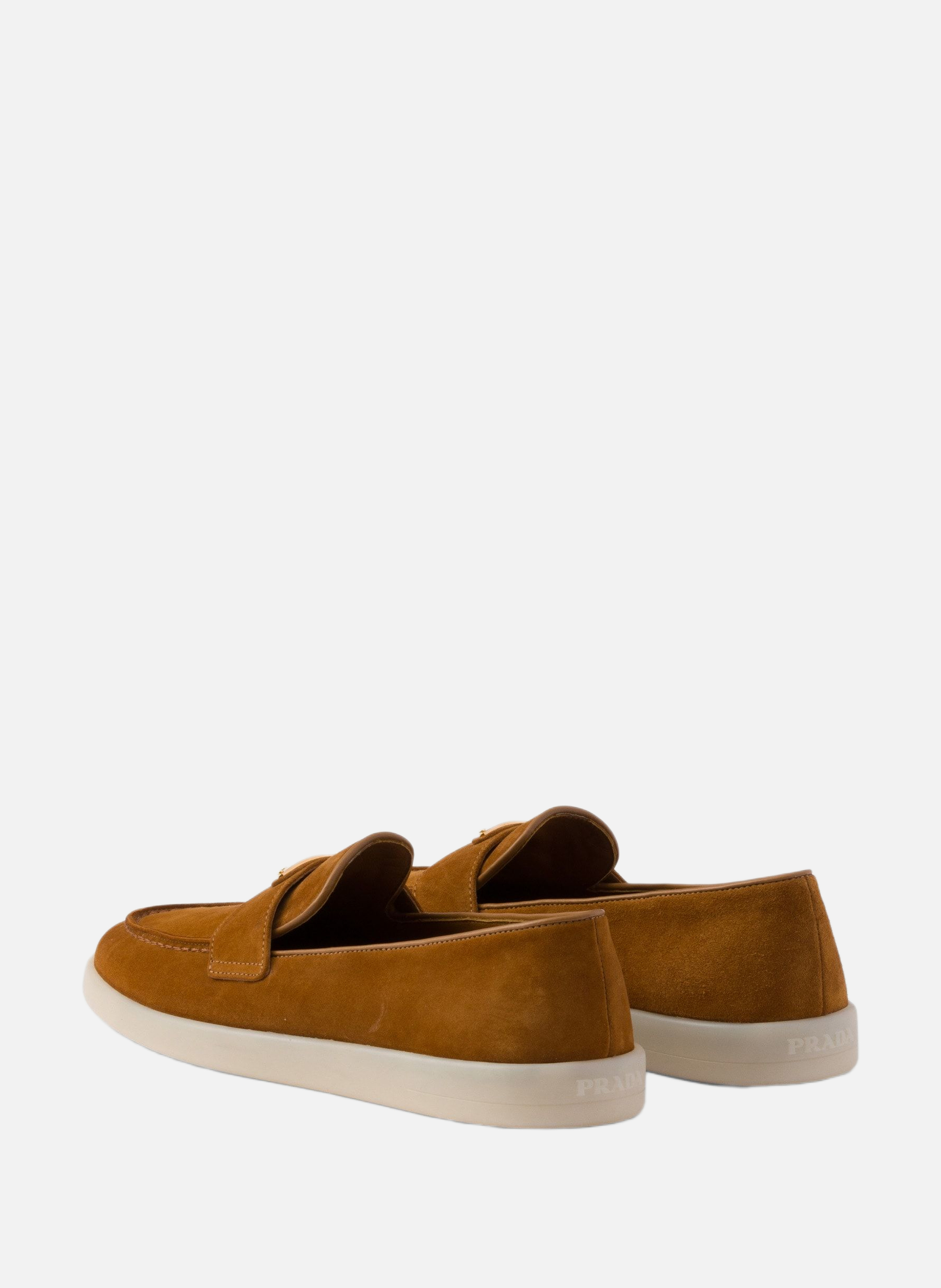 Mocassins en veau velours et shearling PRADA Beige
