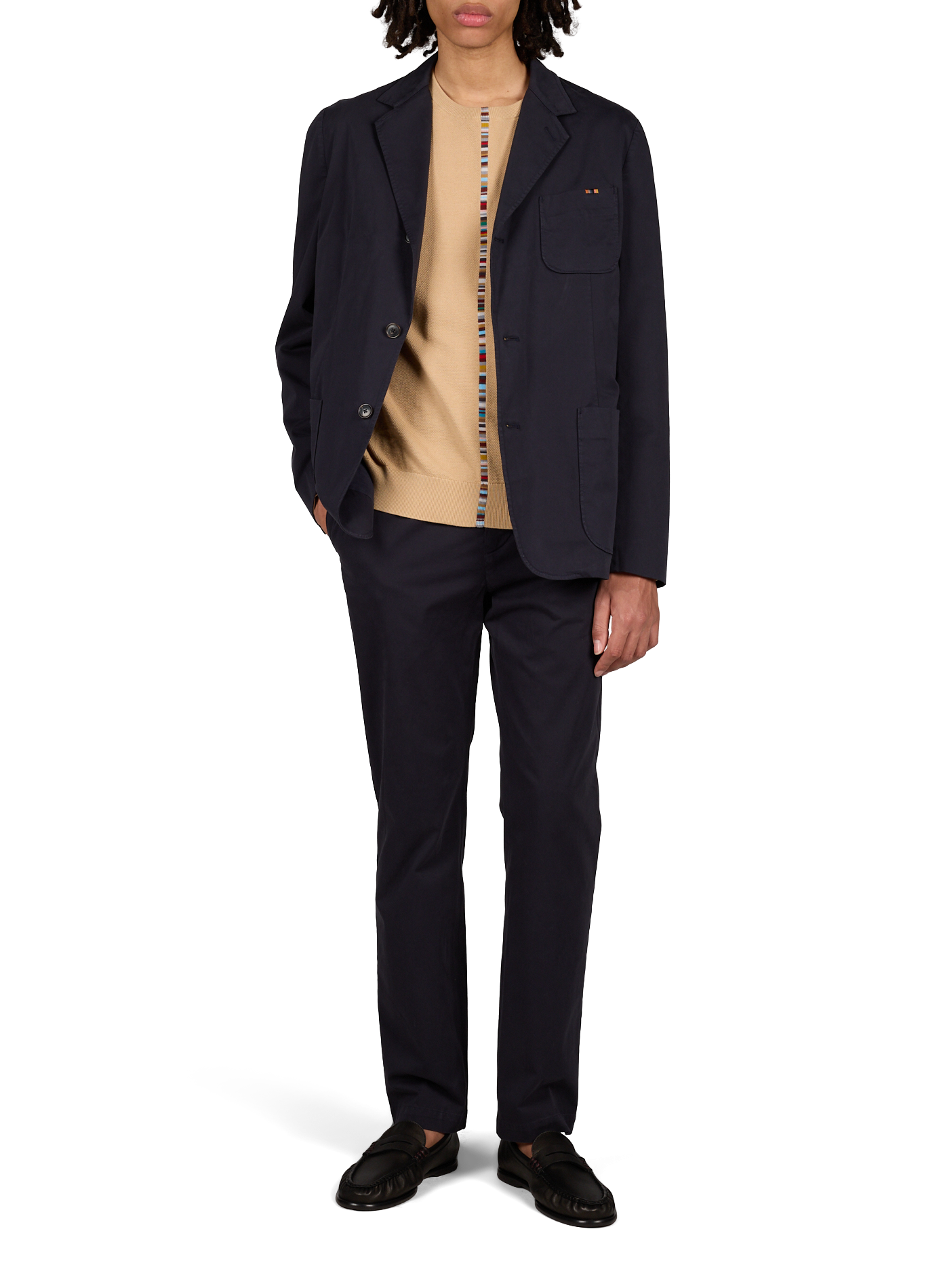 Blazer droit en coton mélangé PAUL SMITH Bleu