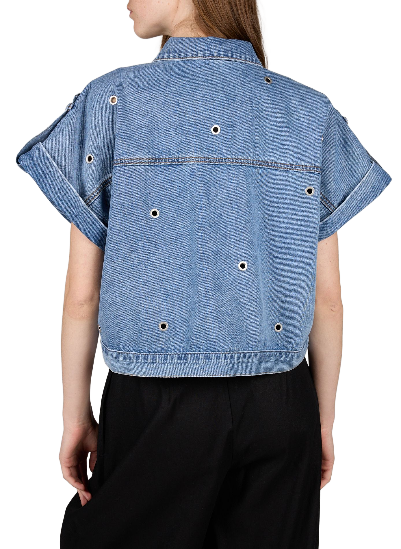 Short-sleeved cropped cotton shirt Lord SUNCOO Blue