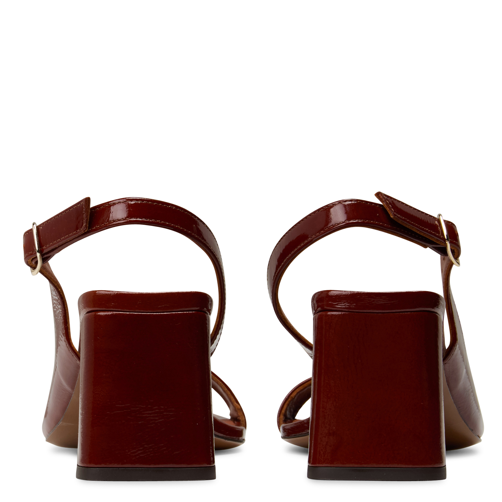 Sandales à talon en cuir vernis n°674 RIVECOUR Marron