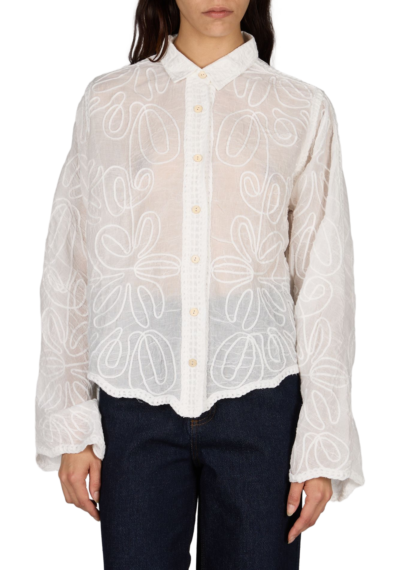 Chemise à fleurs en coton VILA Blanc