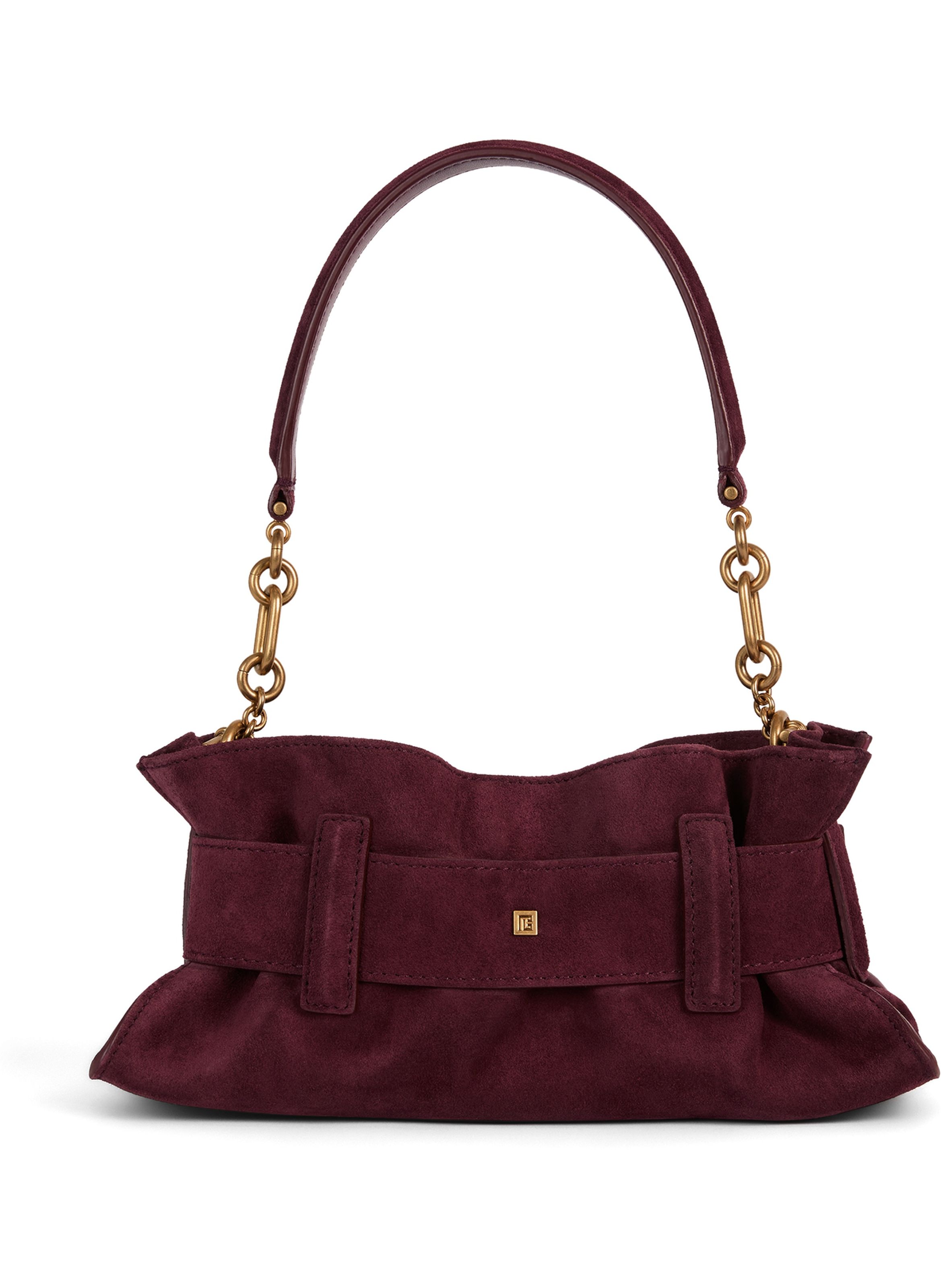Sac anthem mini en cuir suédé BALMAIN Rouge
